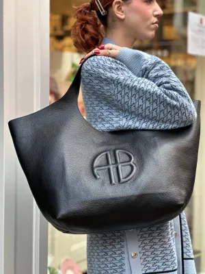 Anine Bing Black Leather Lili Medium Tote