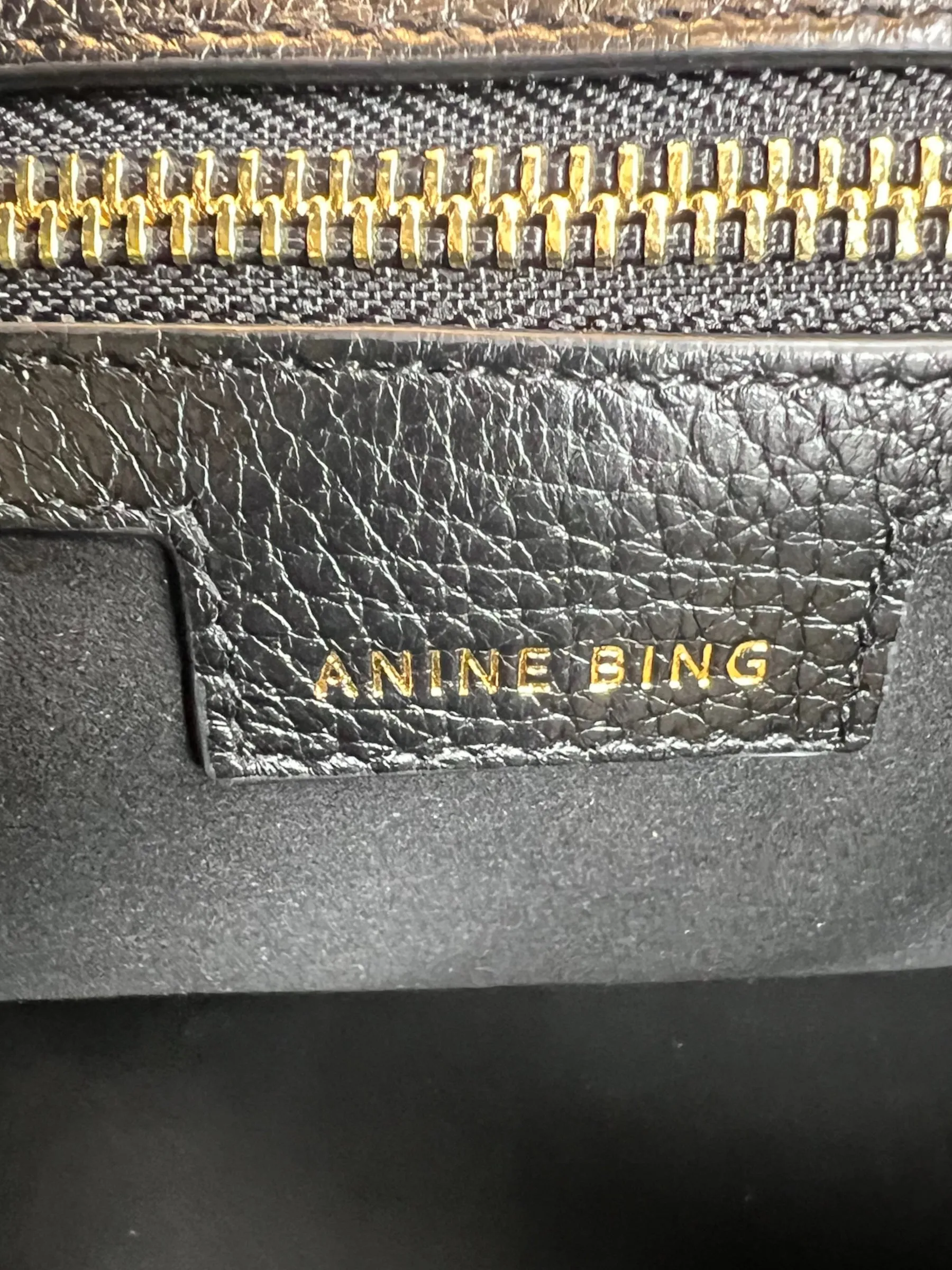 Anine Bing Black Leather Lili Medium Tote