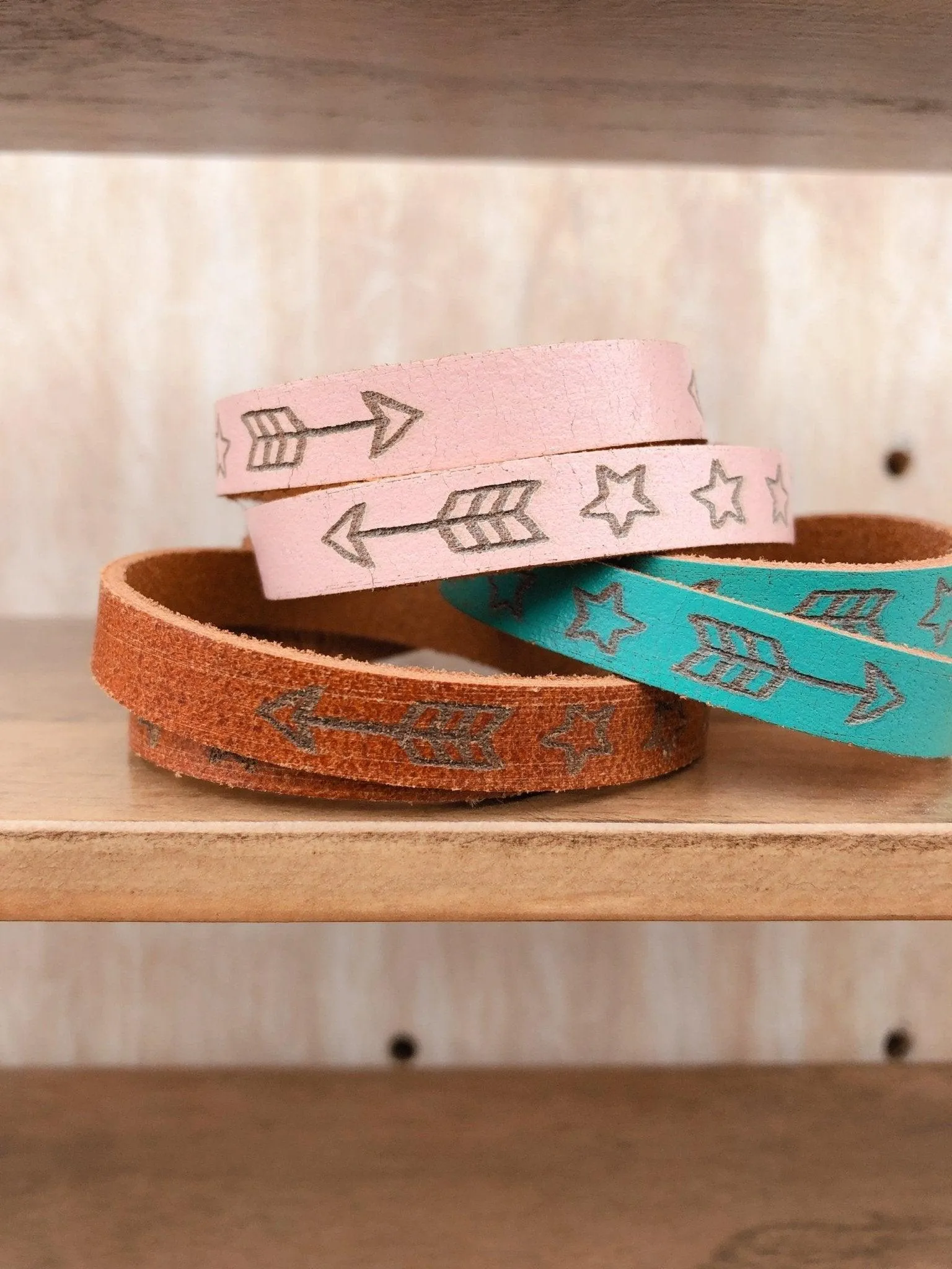 Arrow and Star tooled bracelet