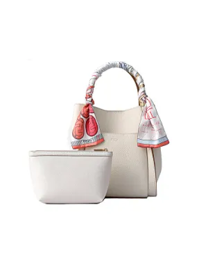 Basket Jacquard with Leather Top Handle Bag