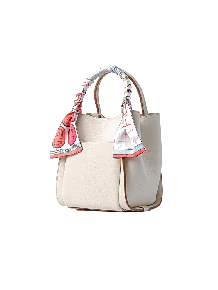Basket Jacquard with Leather Top Handle Bag
