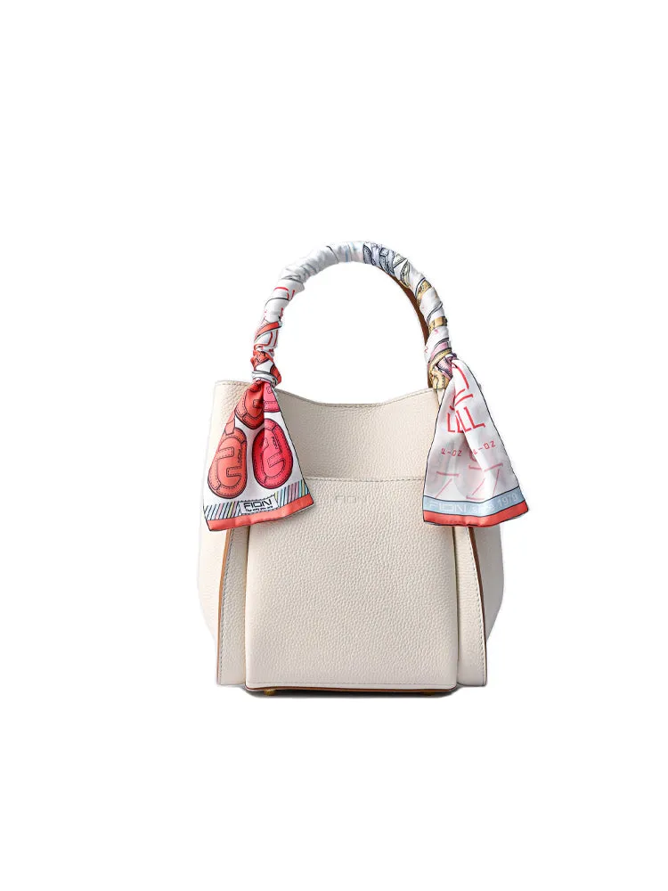 Basket Jacquard with Leather Top Handle Bag