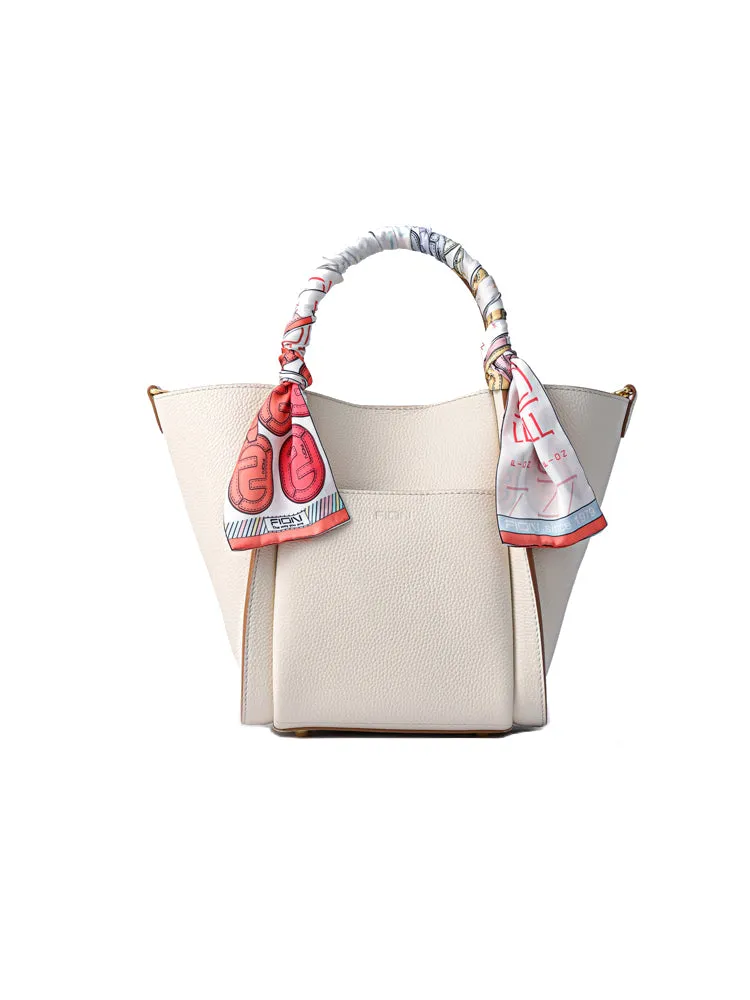 Basket Jacquard with Leather Top Handle Bag