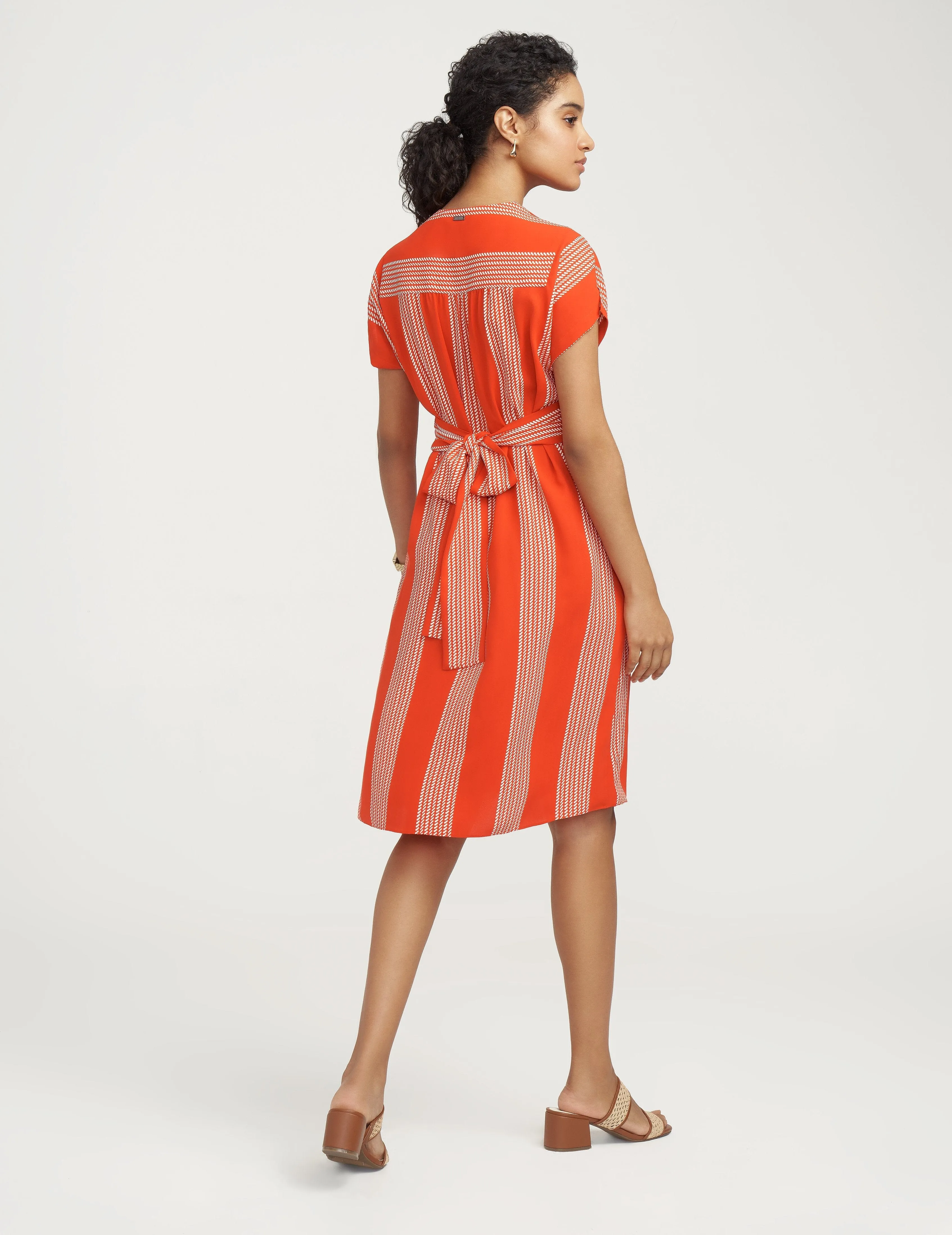 Bilbao Stripe V-Neck Short Sleeve Dress- Sale