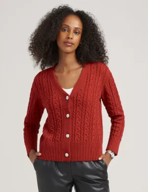Cable Cardigan With Jewel Buttons- Sale