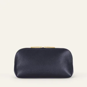 Carnation Cosmetic Bag | Navy with Gold hardware (Small)