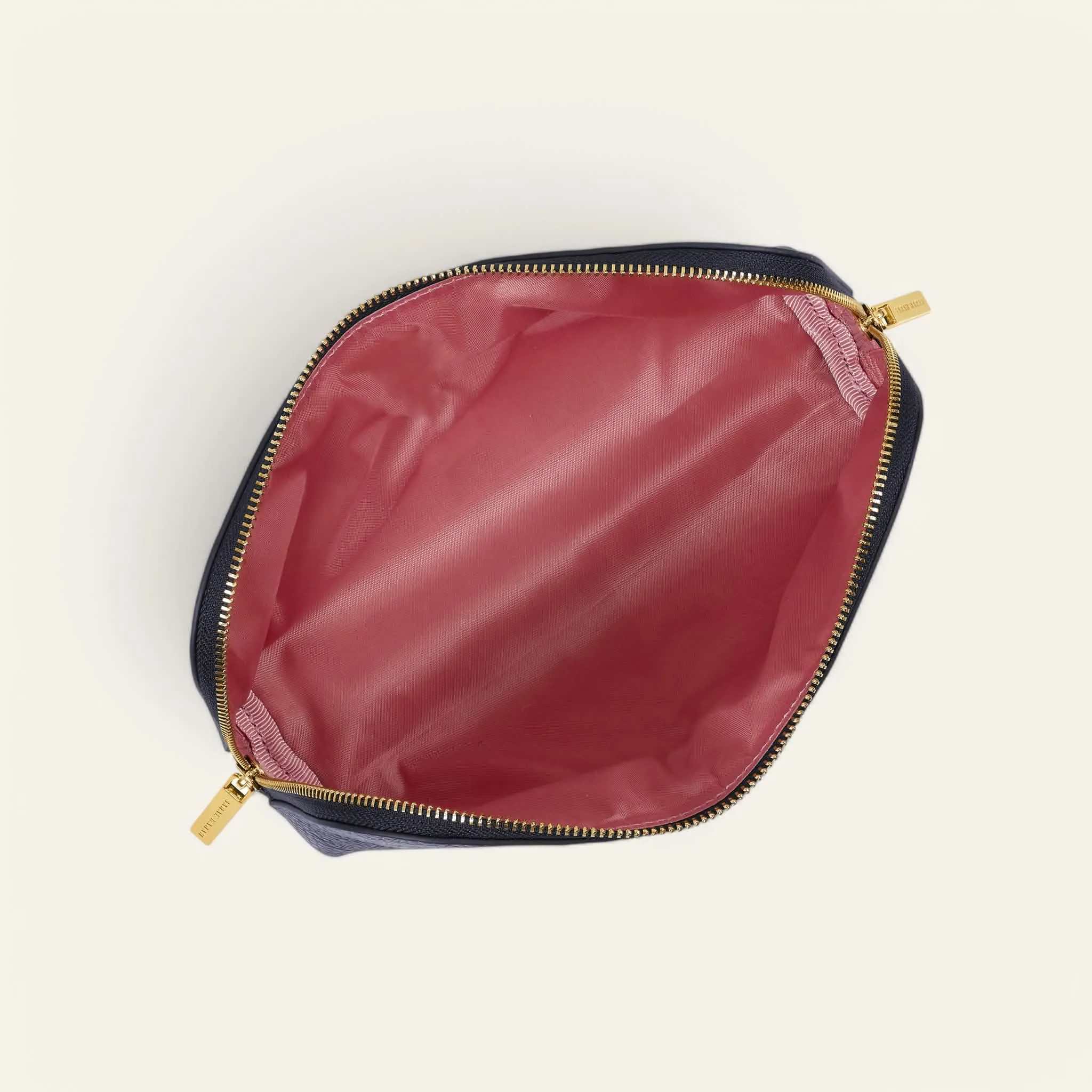 Carnation Cosmetic Bag | Navy with Gold hardware (Small)