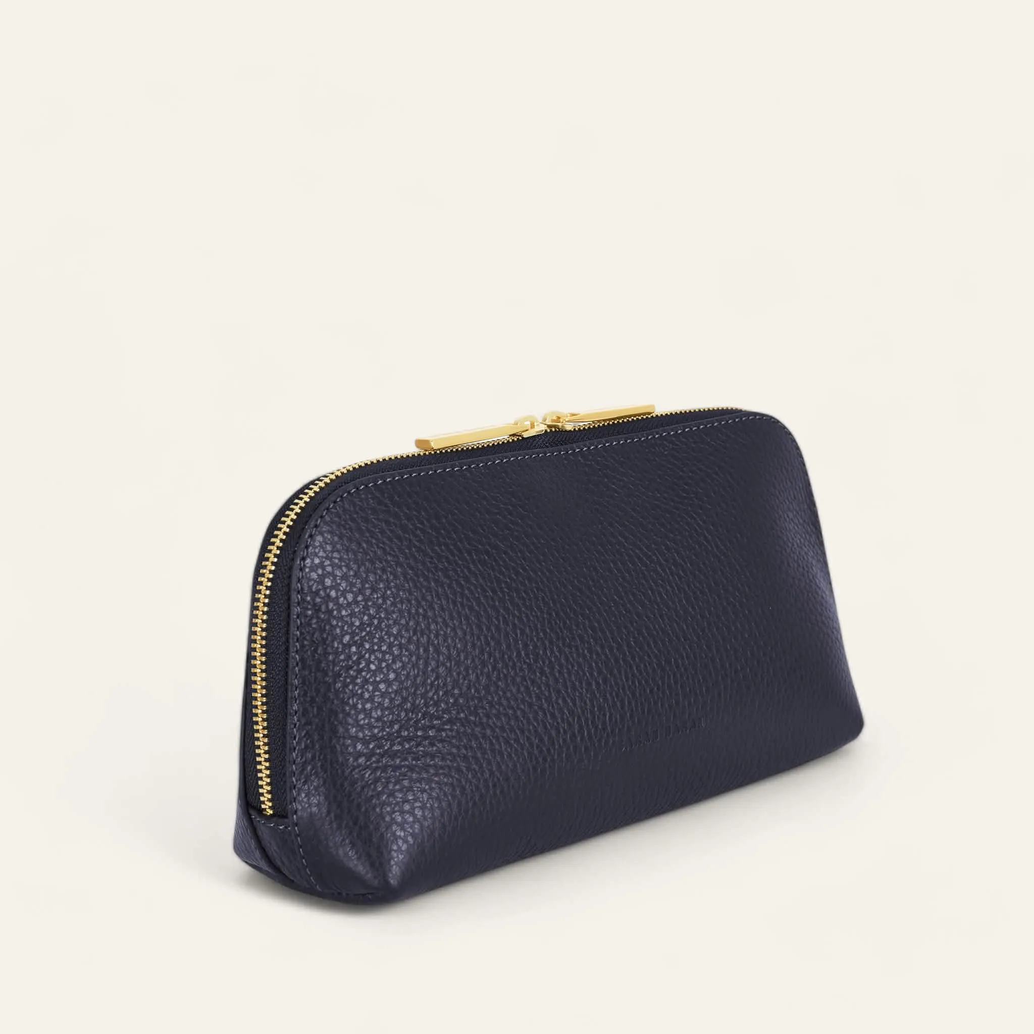 Carnation Cosmetic Bag | Navy with Gold hardware (Small)
