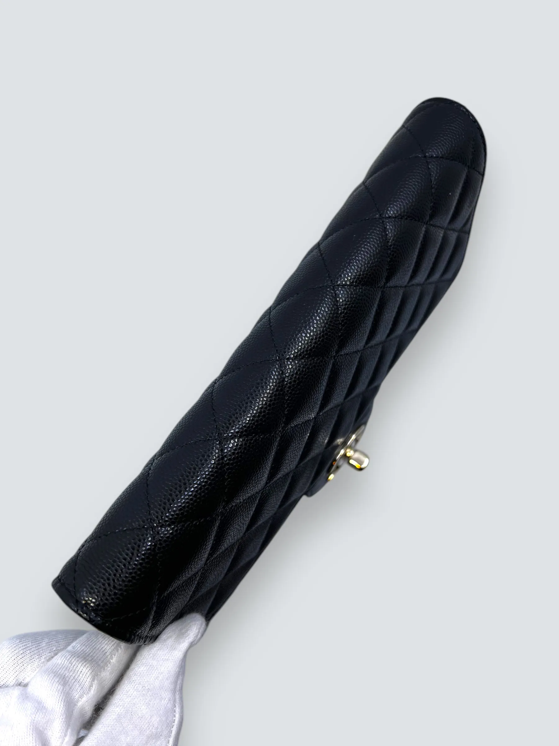 Chanel Black Caviar Leather CC Logo Clutch