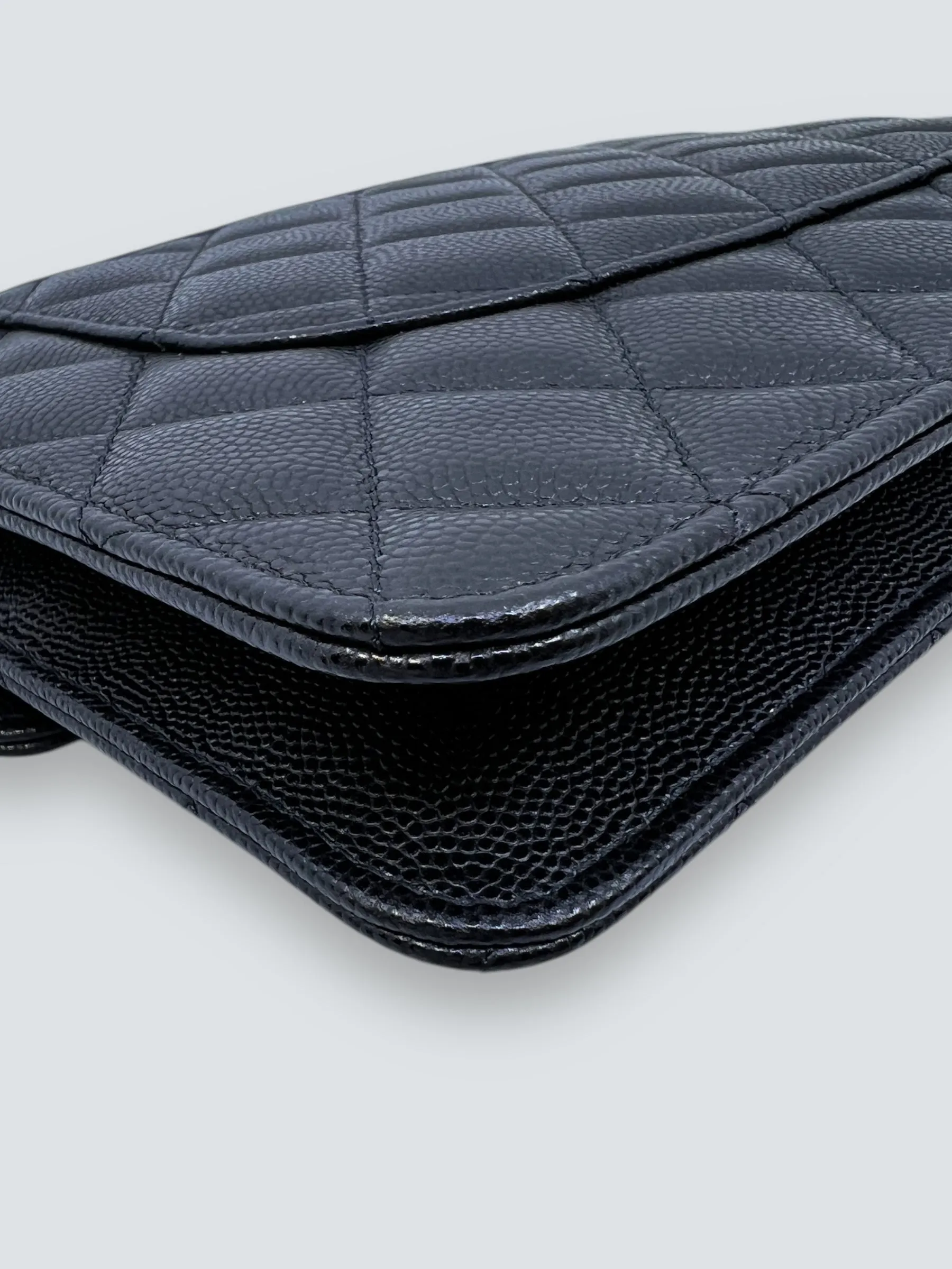 Chanel Black Caviar Leather CC Logo Clutch