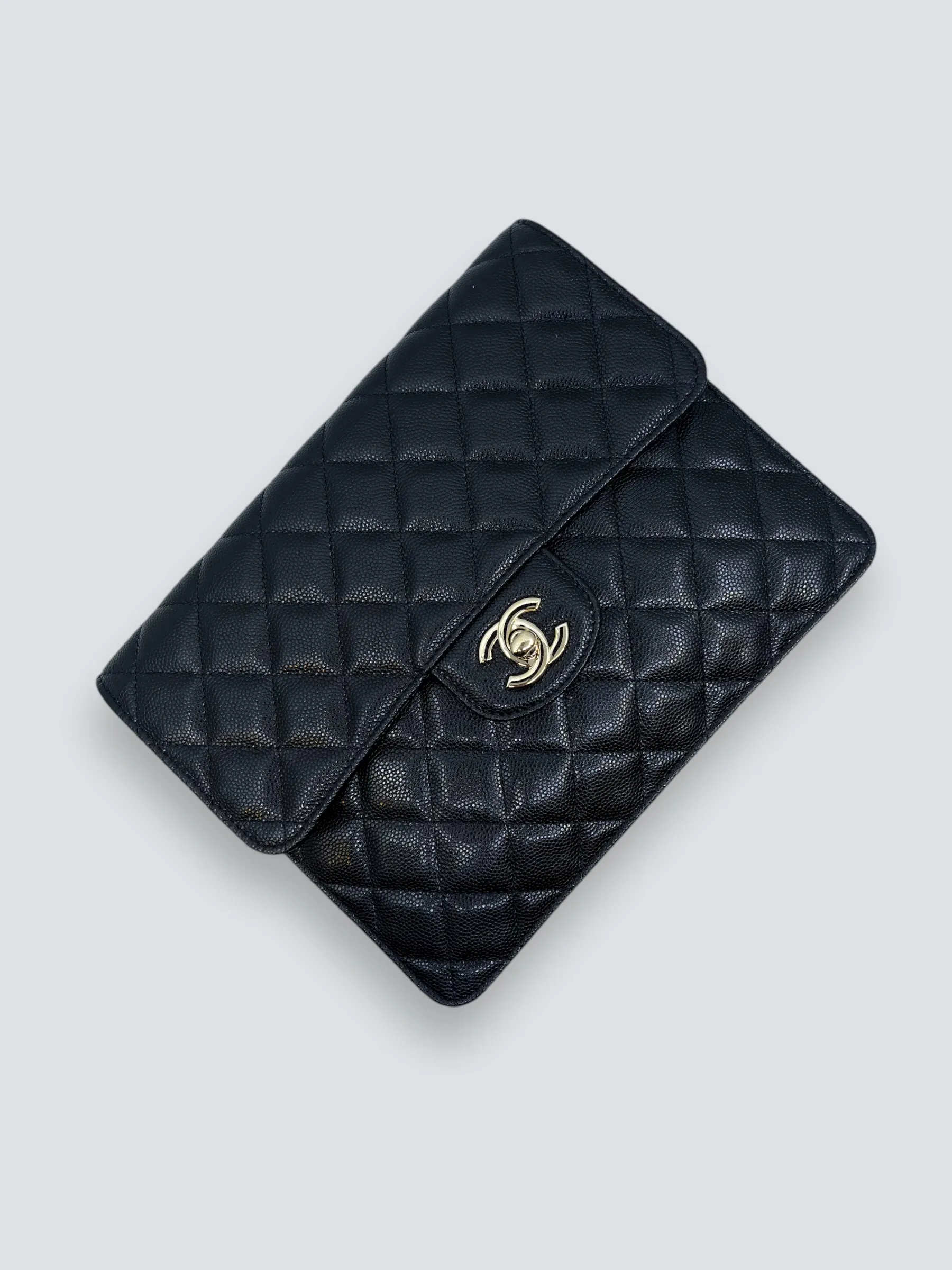 Chanel Black Caviar Leather CC Logo Clutch