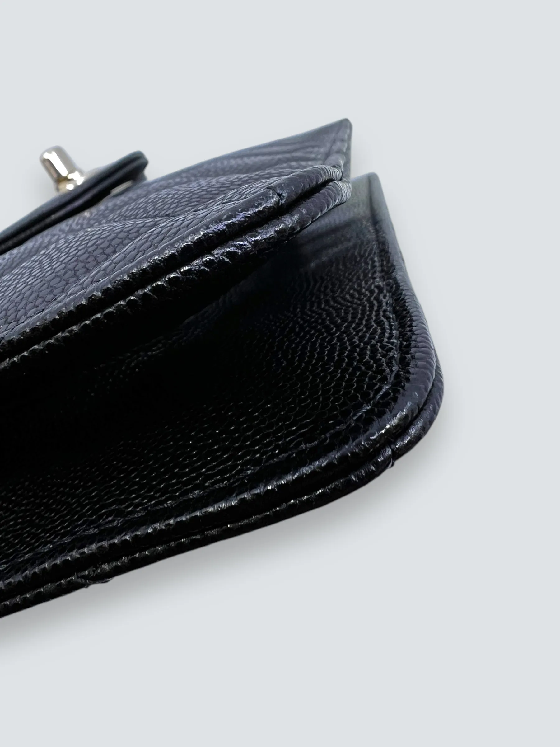 Chanel Black Caviar Leather CC Logo Clutch