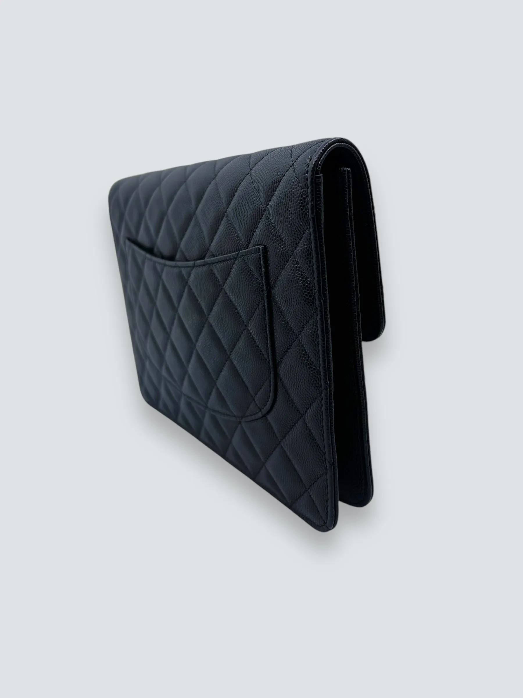 Chanel Black Caviar Leather CC Logo Clutch