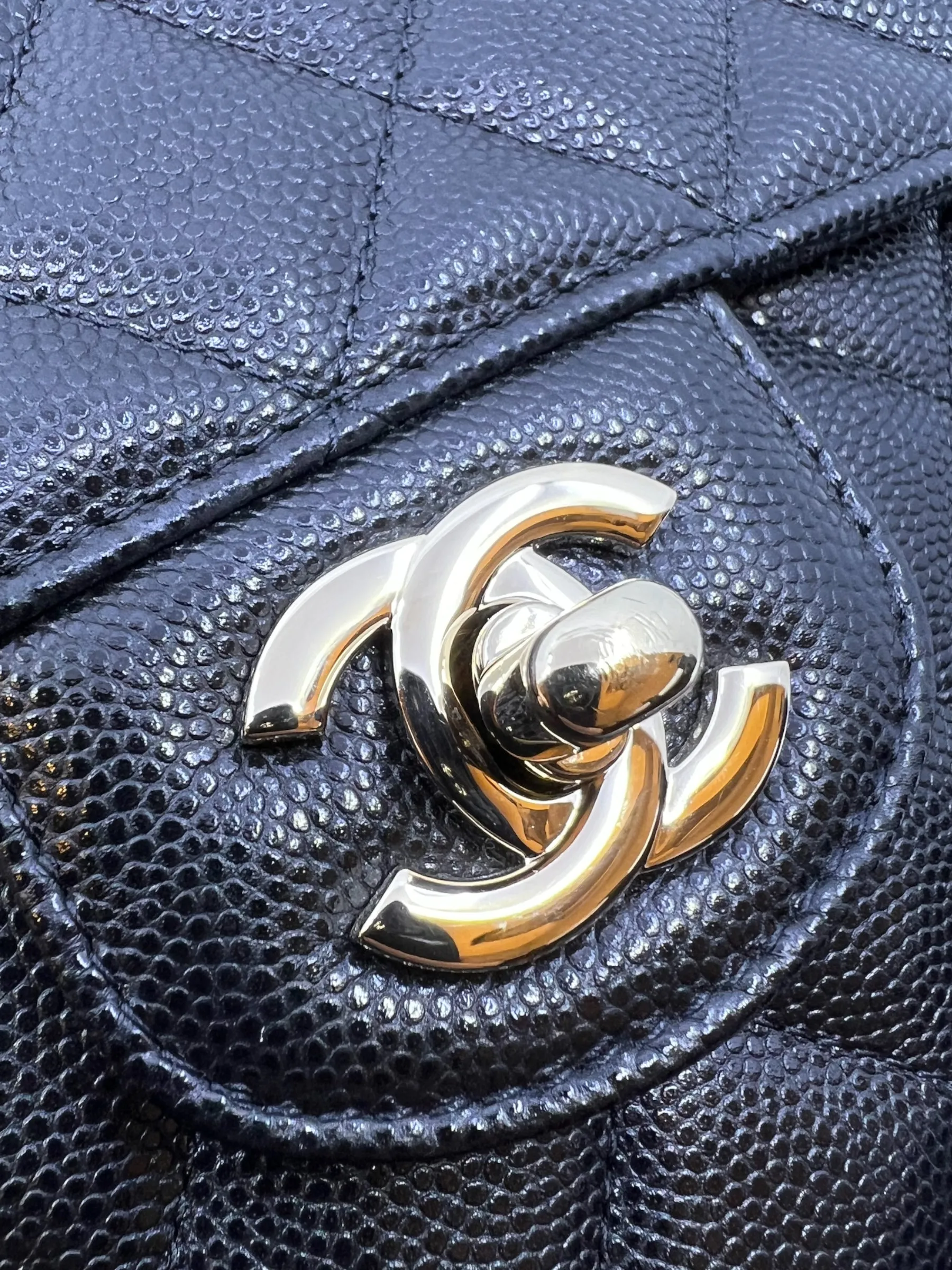Chanel Black Caviar Leather CC Logo Clutch