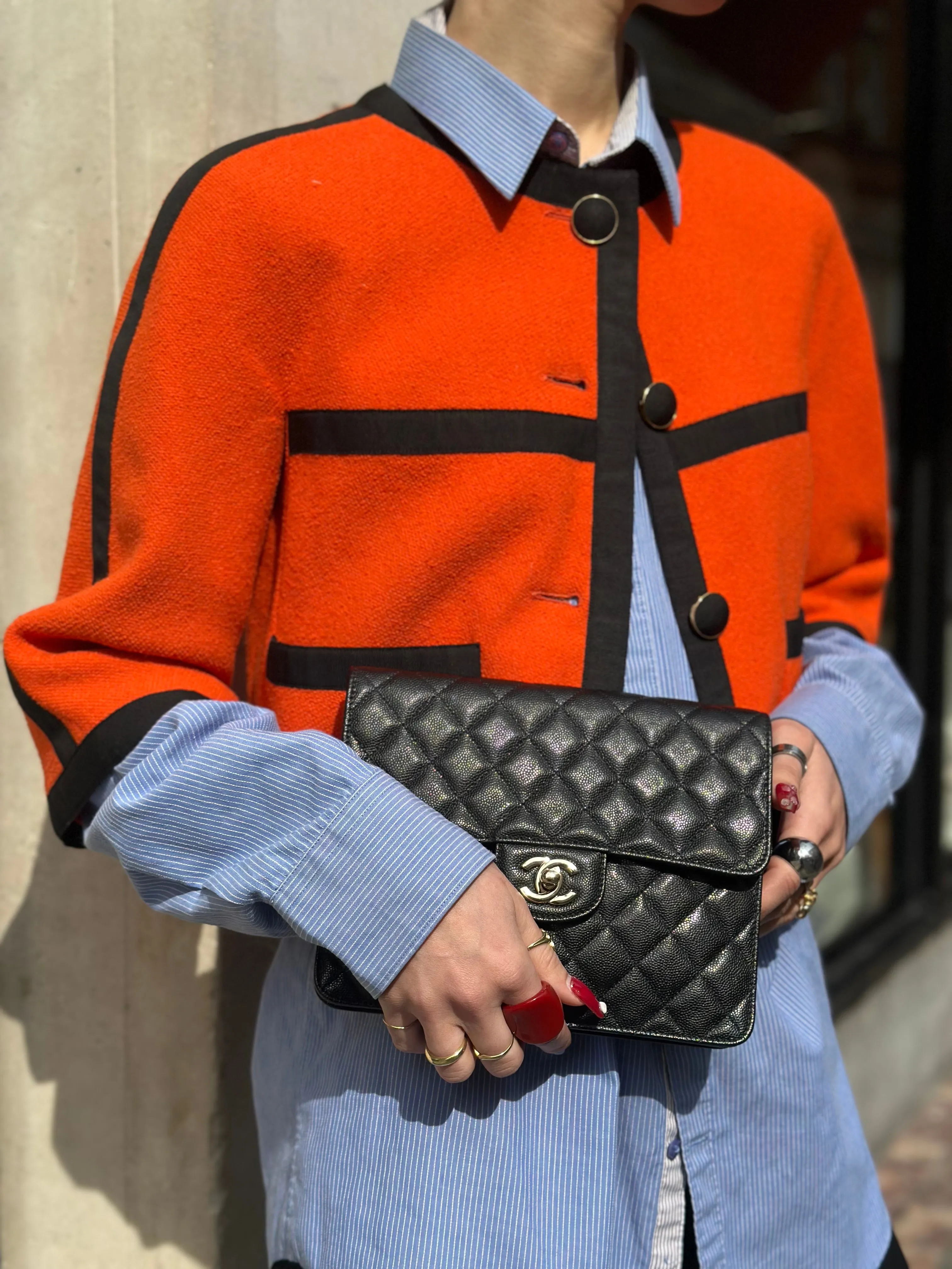 Chanel Black Caviar Leather CC Logo Clutch