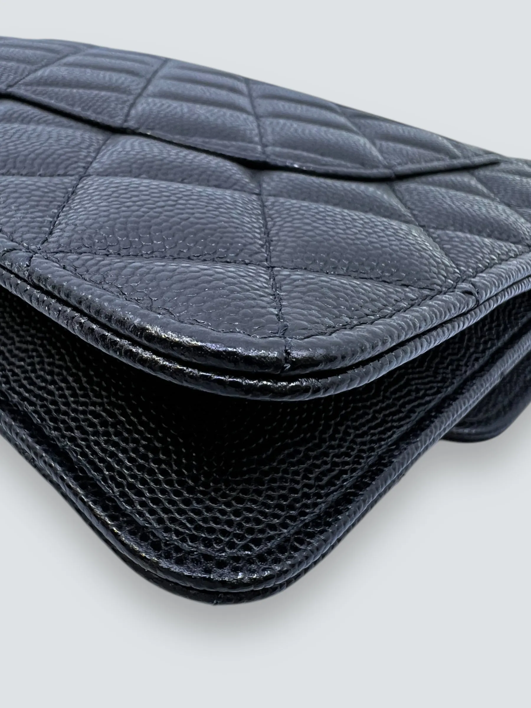 Chanel Black Caviar Leather CC Logo Clutch