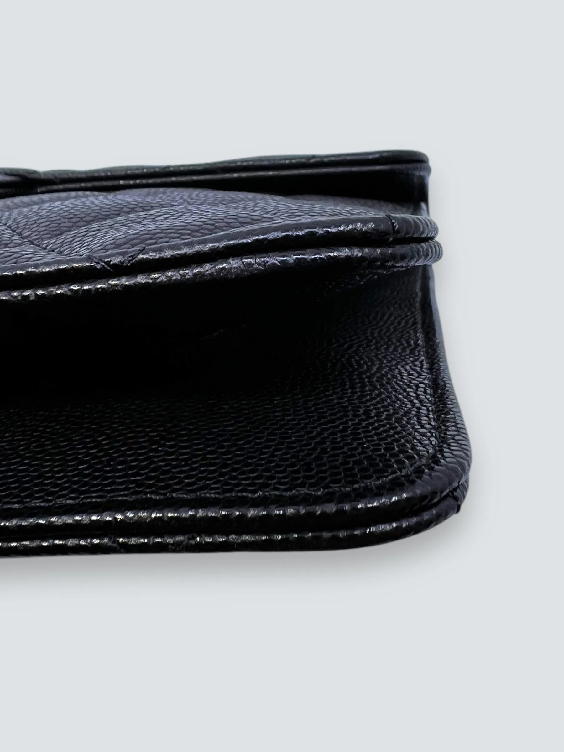 Chanel Black Caviar Leather CC Logo Clutch