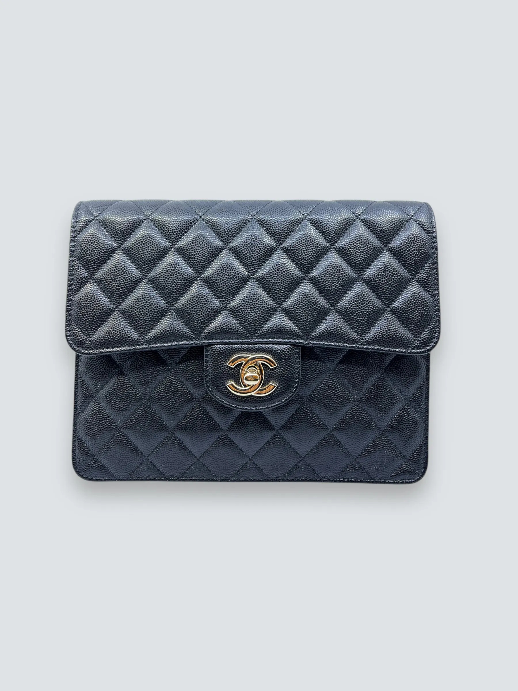 Chanel Black Caviar Leather CC Logo Clutch
