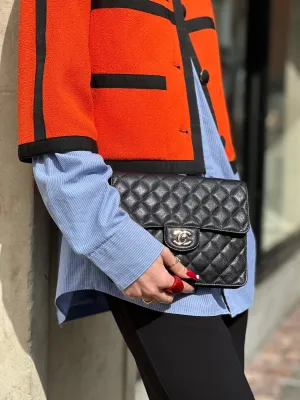Chanel Black Caviar Leather CC Logo Clutch