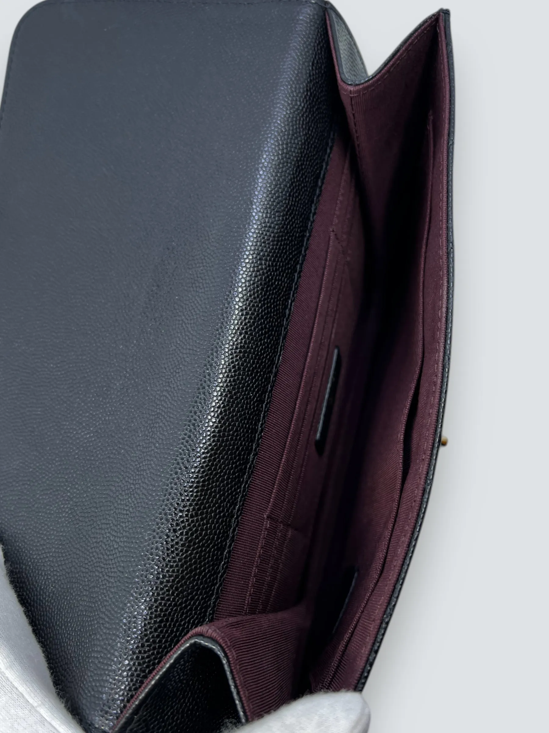 Chanel Black Caviar Leather CC Logo Clutch