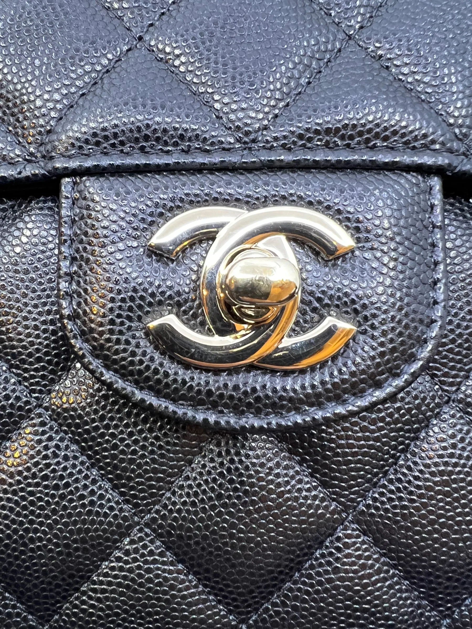 Chanel Black Caviar Leather CC Logo Clutch