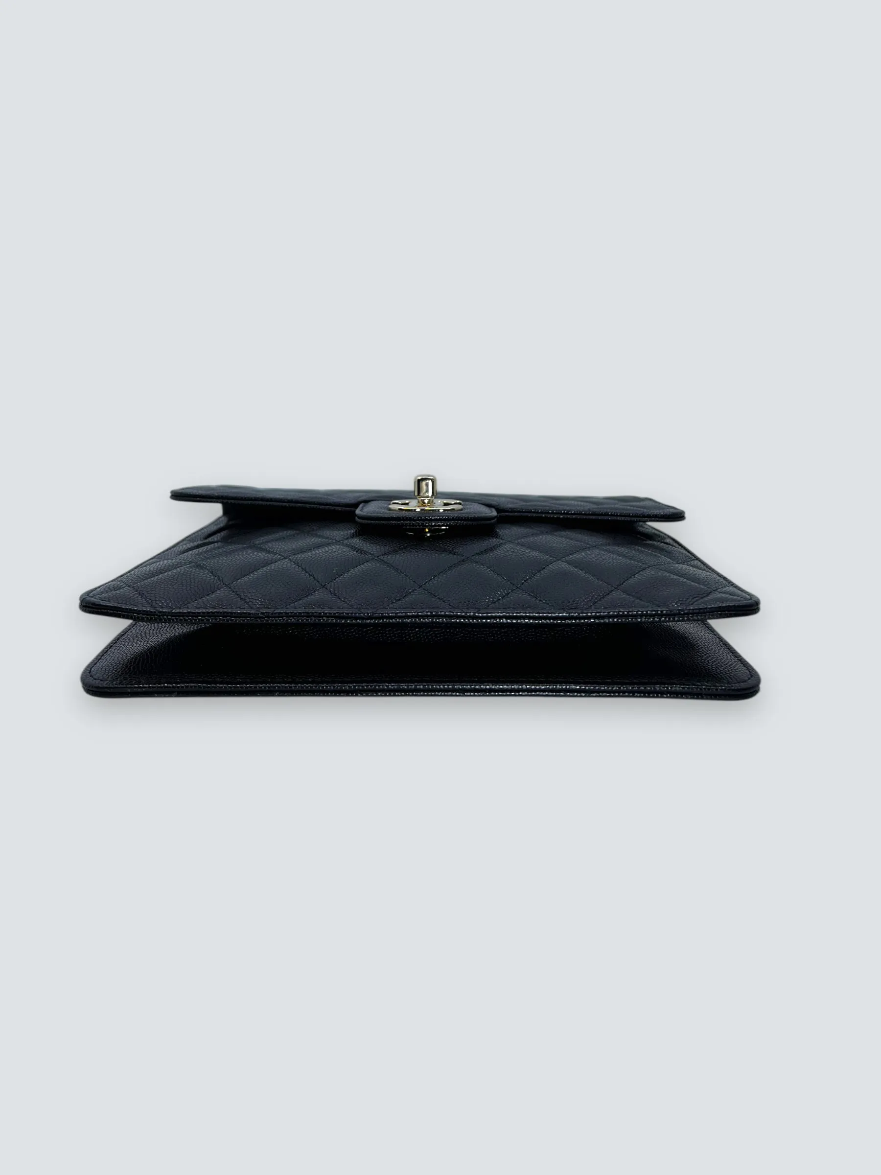 Chanel Black Caviar Leather CC Logo Clutch