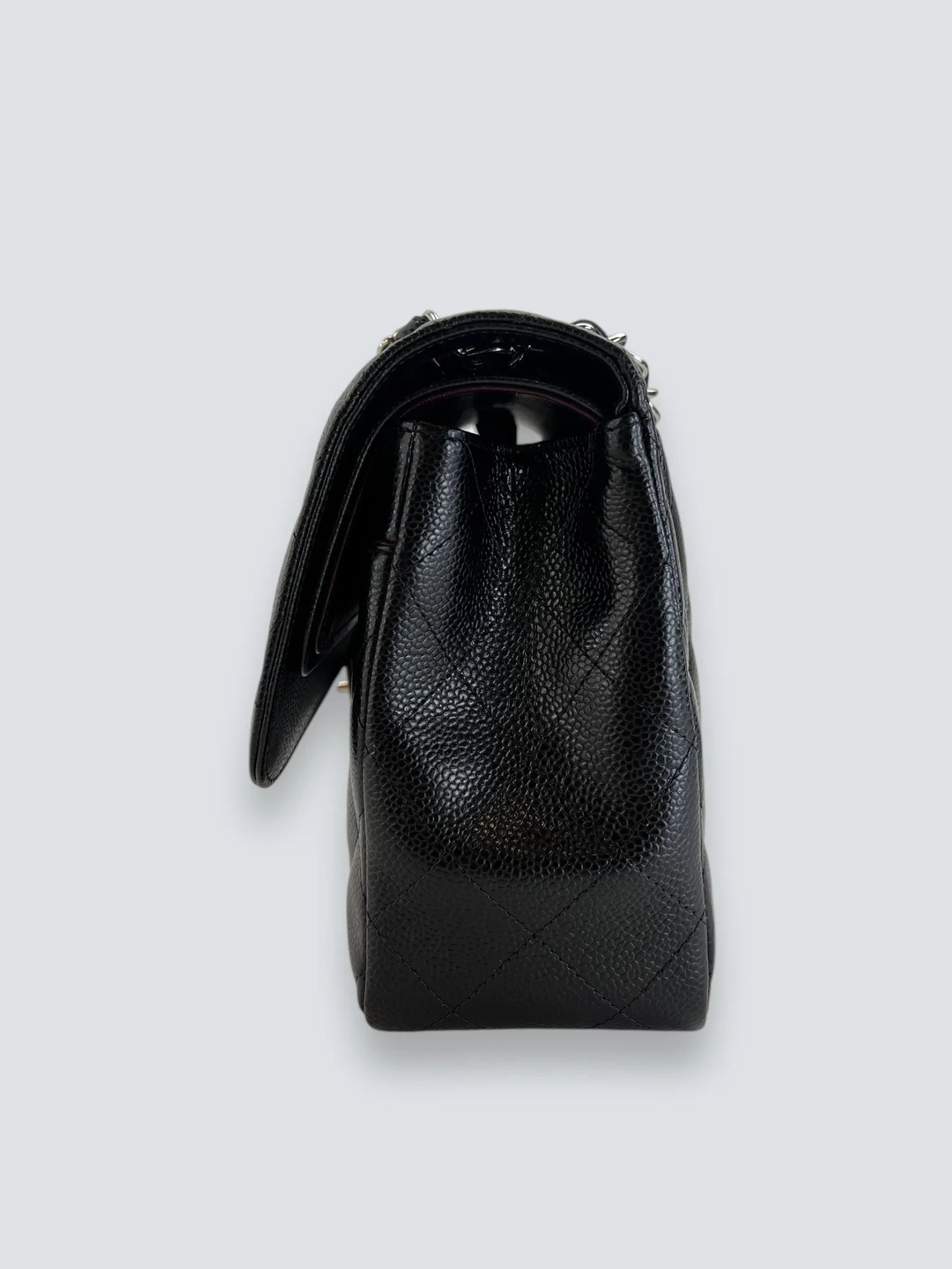 Chanel Black Caviar Leather Jumbo Double Flap