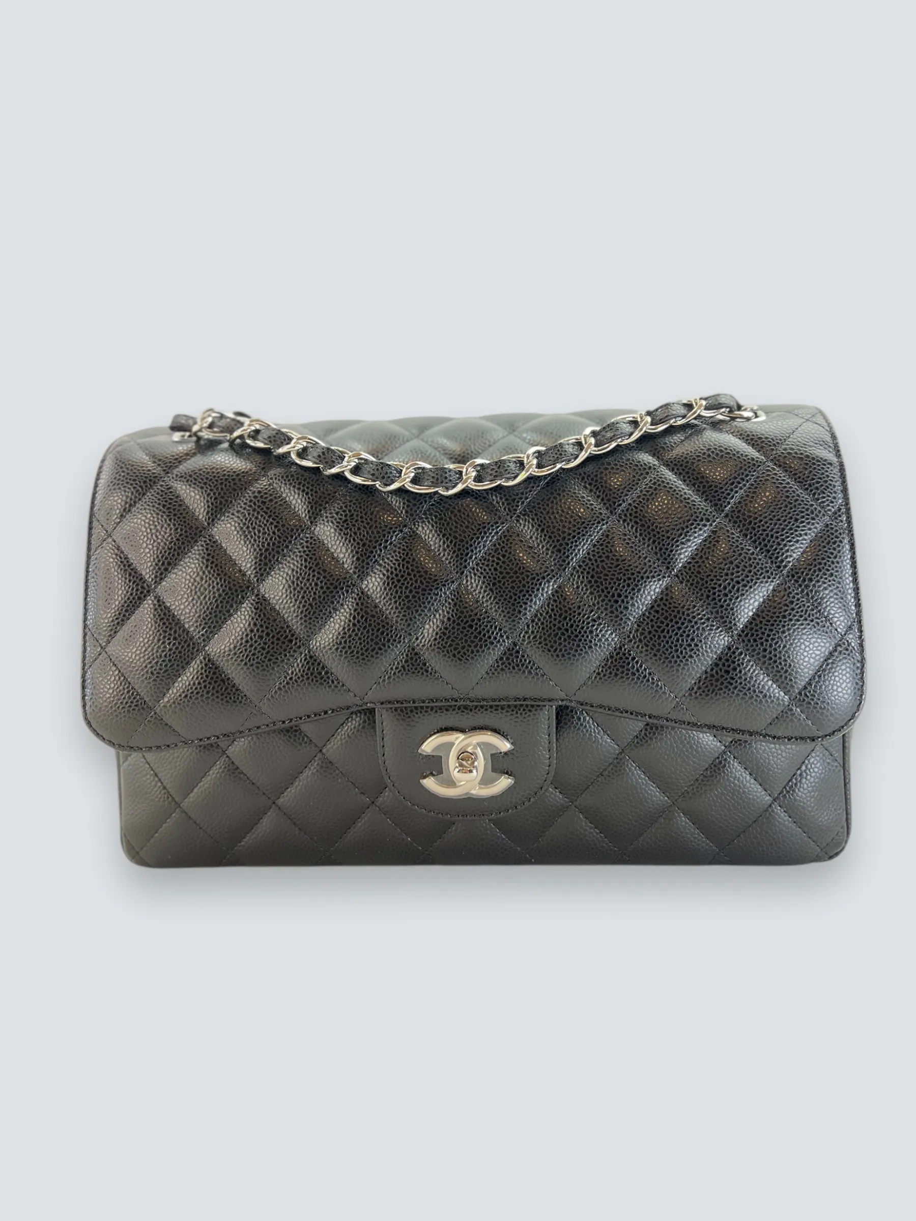 Chanel Black Caviar Leather Jumbo Double Flap
