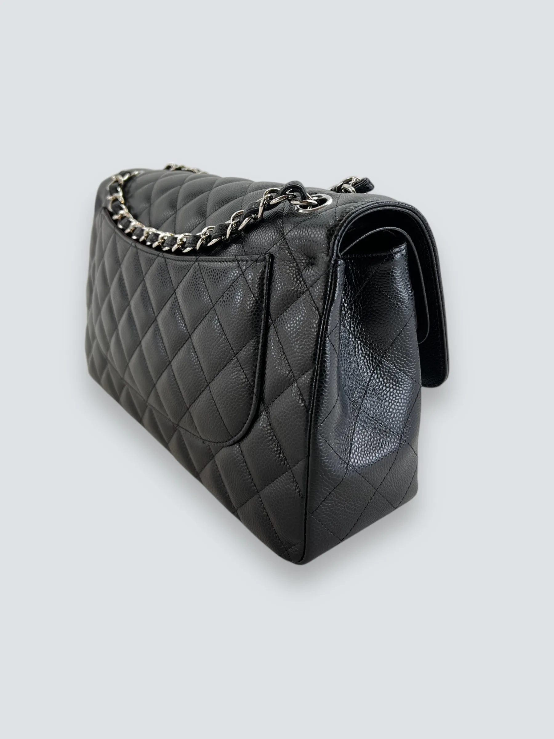 Chanel Black Caviar Leather Jumbo Double Flap