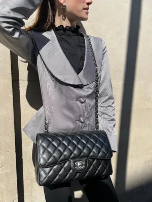 Chanel Black Caviar Leather Jumbo Double Flap