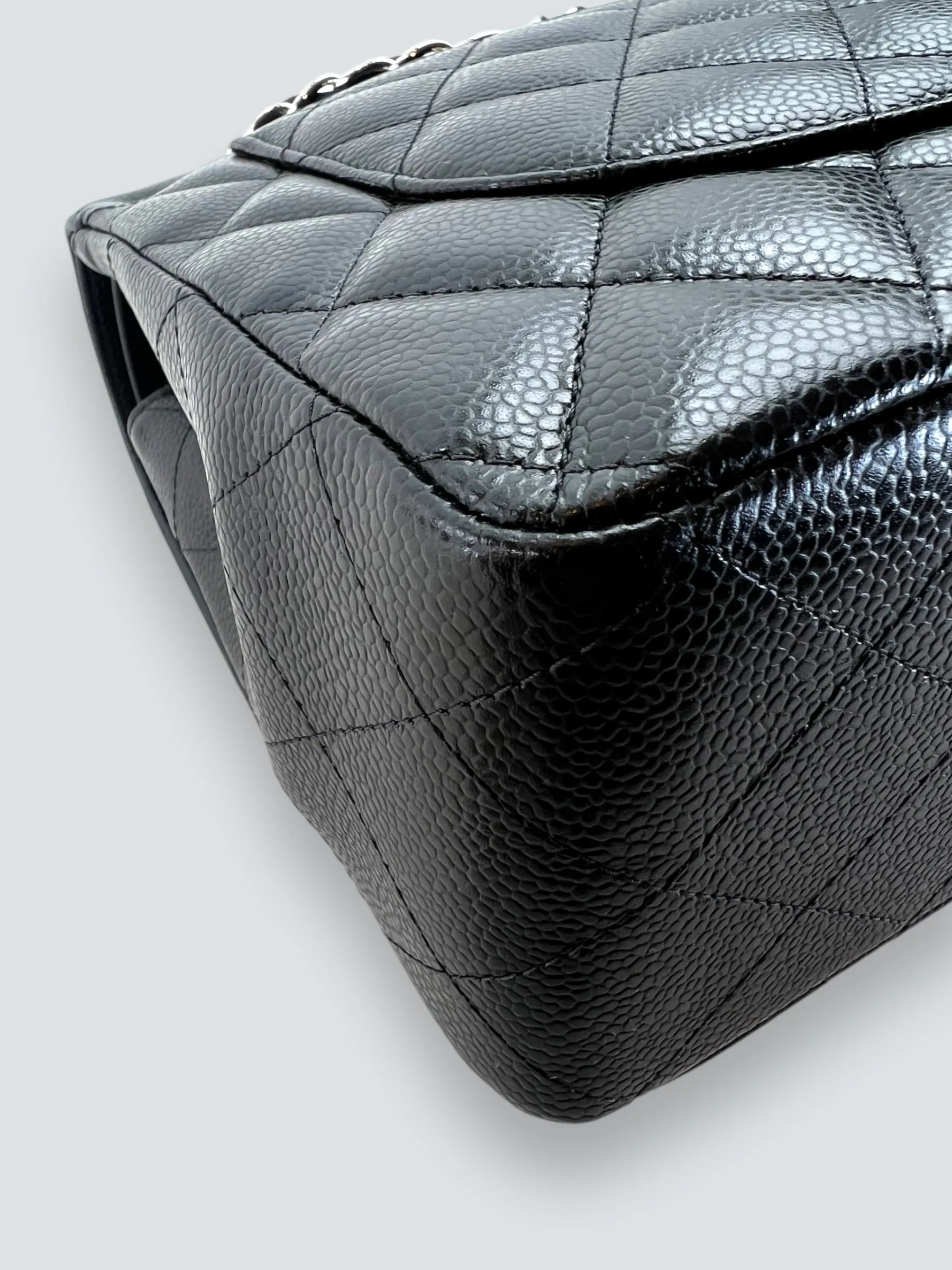 Chanel Black Caviar Leather Jumbo Double Flap