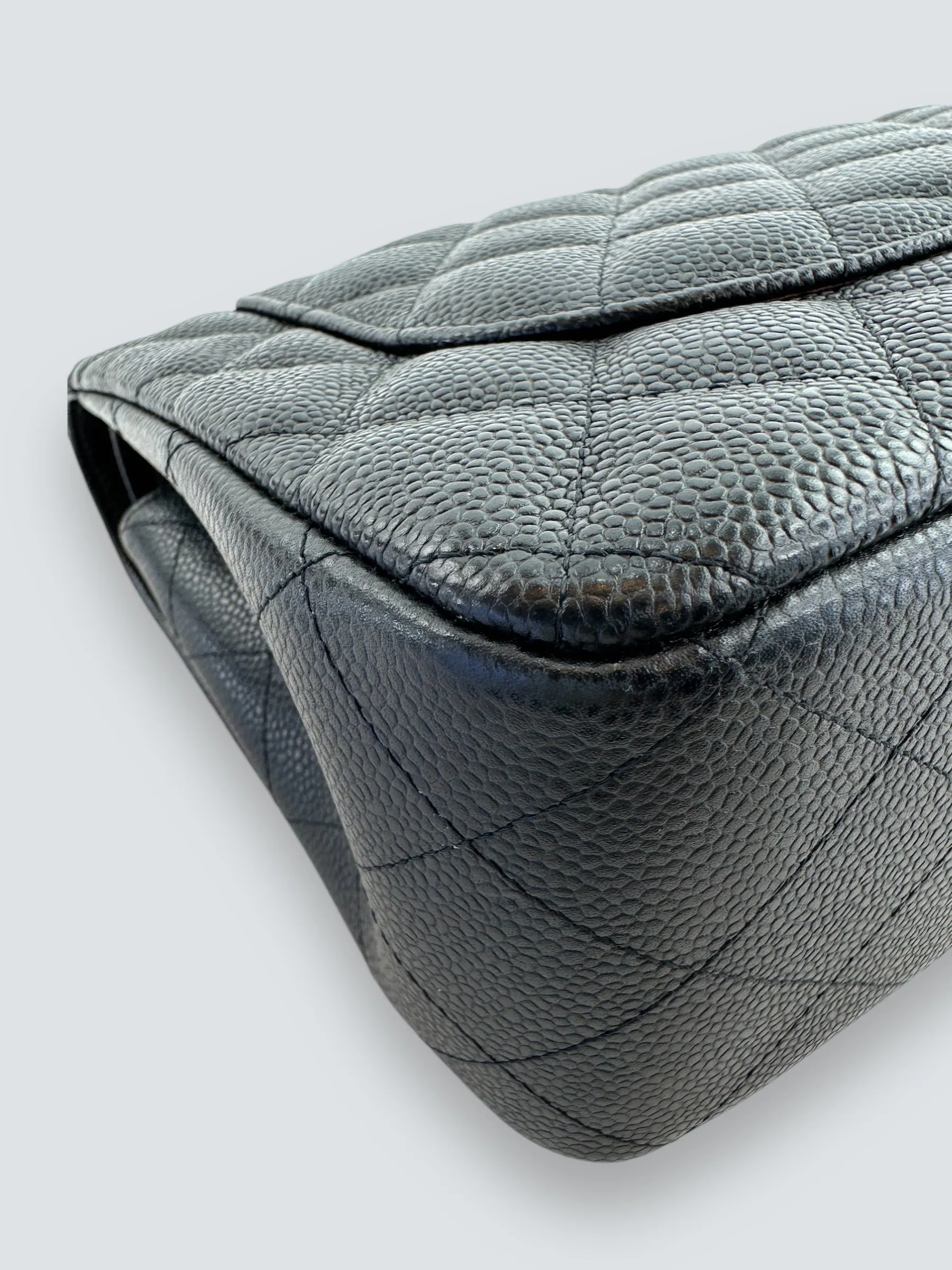 Chanel Black Caviar Leather Jumbo Double Flap