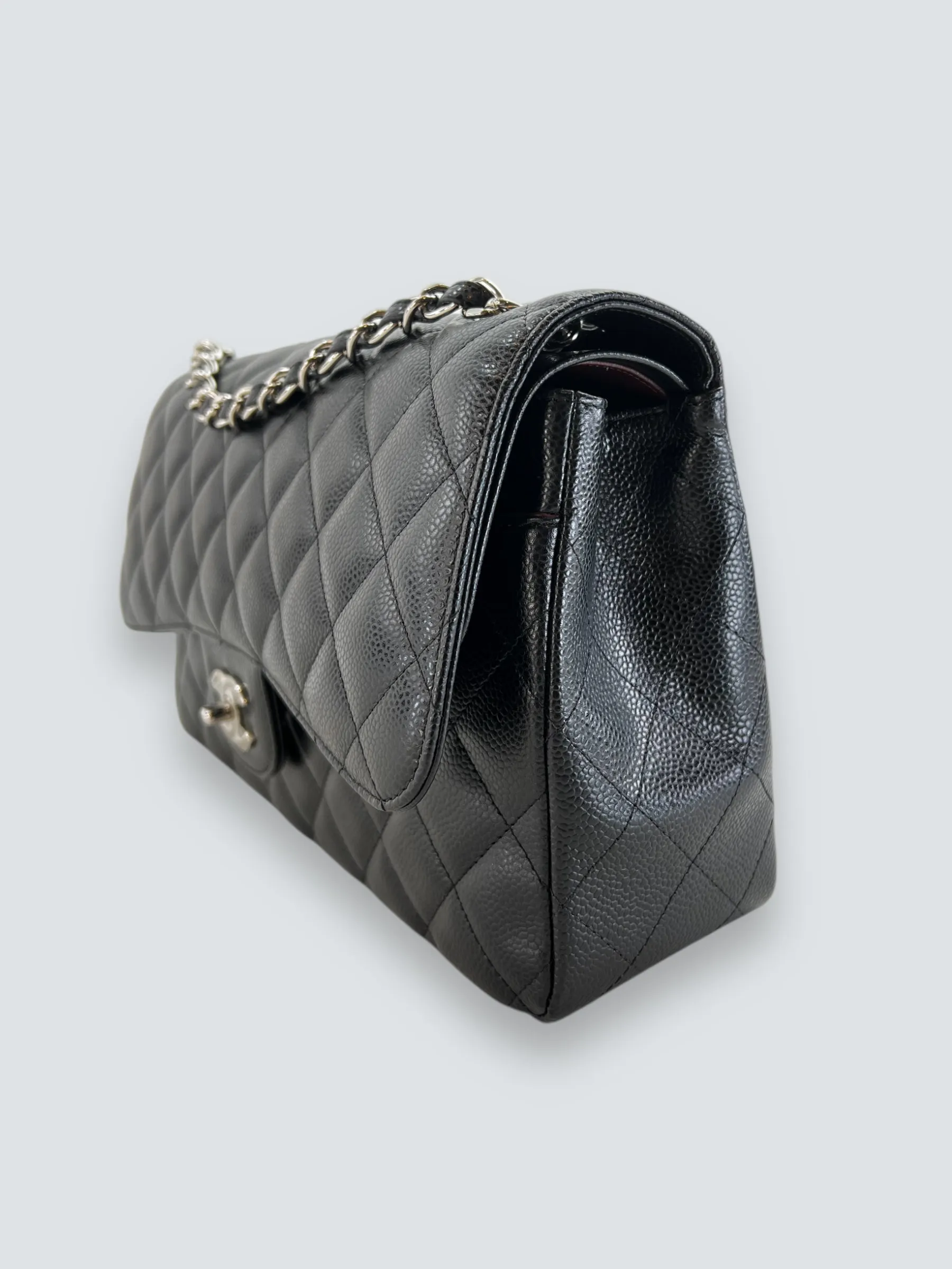 Chanel Black Caviar Leather Jumbo Double Flap
