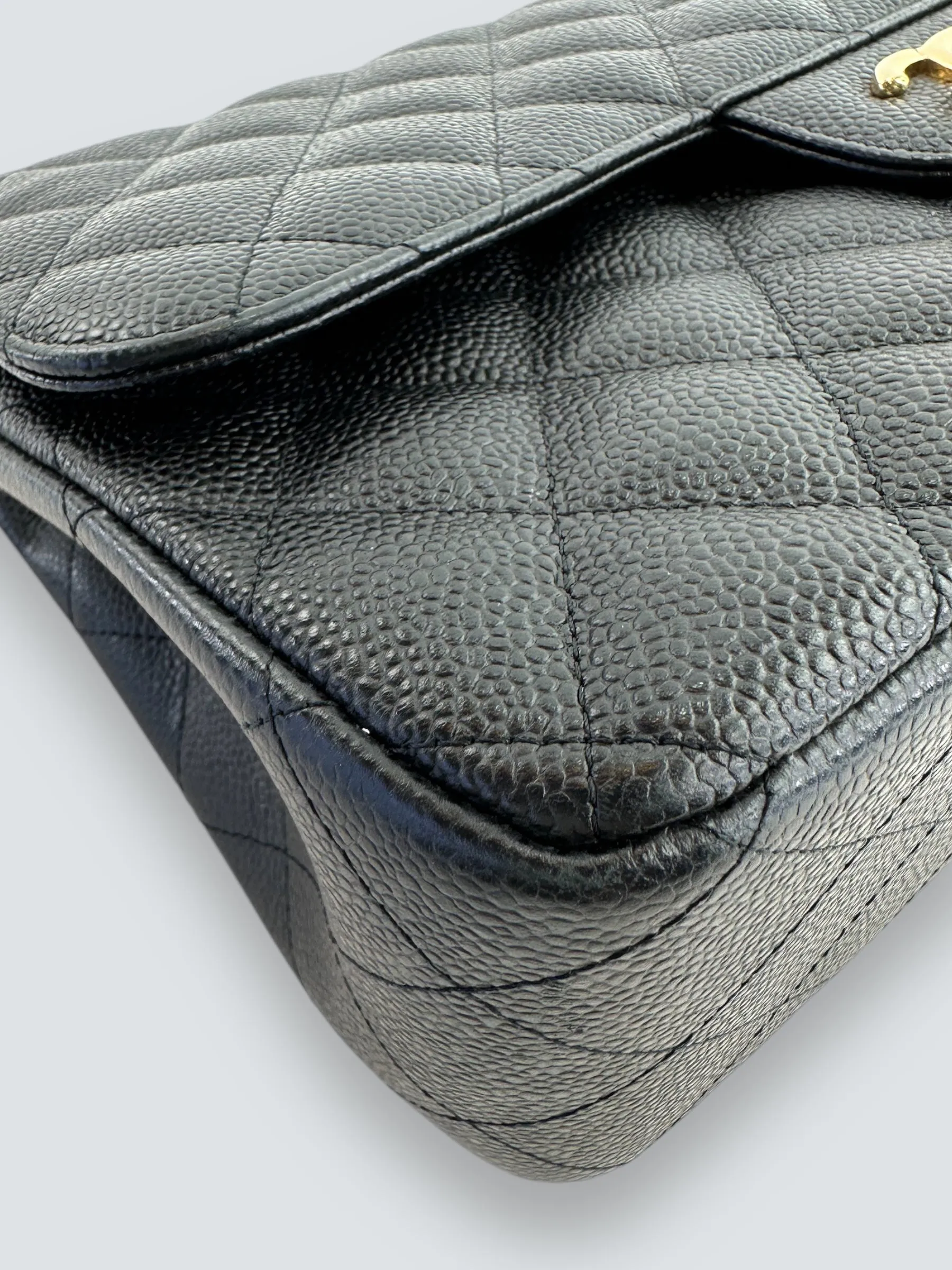 Chanel Black Caviar Leather Jumbo Double Flap