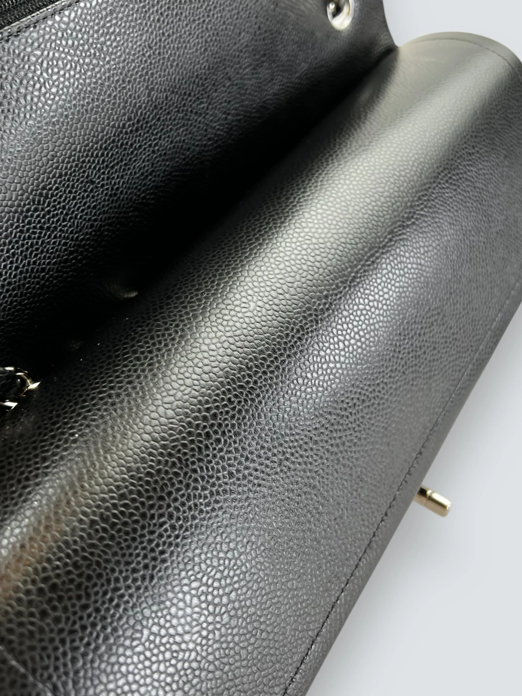 Chanel Black Caviar Leather Jumbo Double Flap