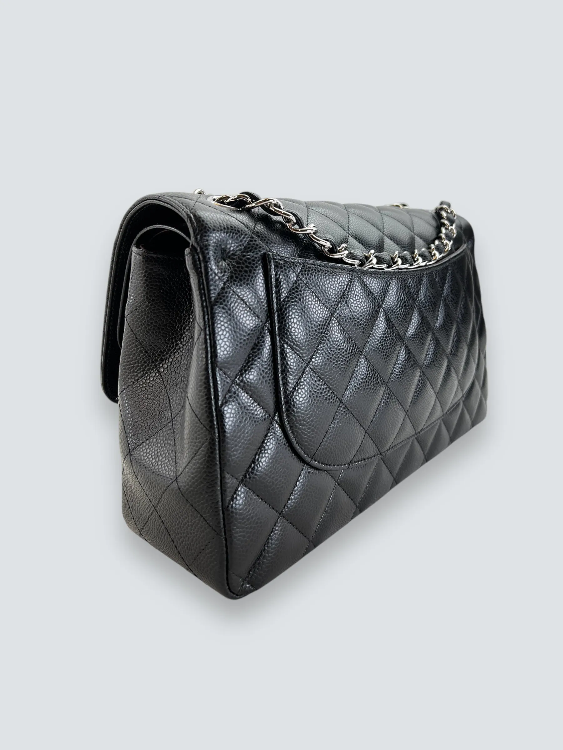 Chanel Black Caviar Leather Jumbo Double Flap