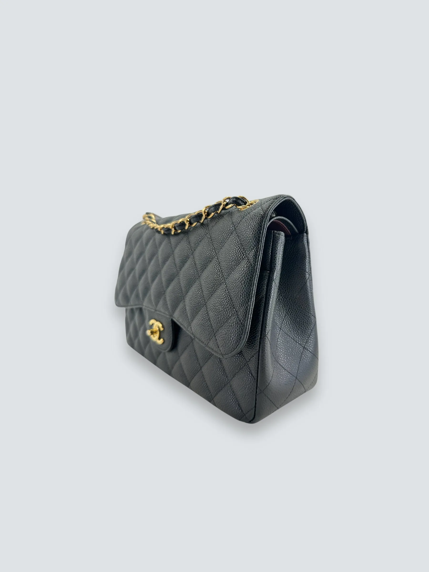 Chanel Black Caviar Leather Jumbo Double Flap