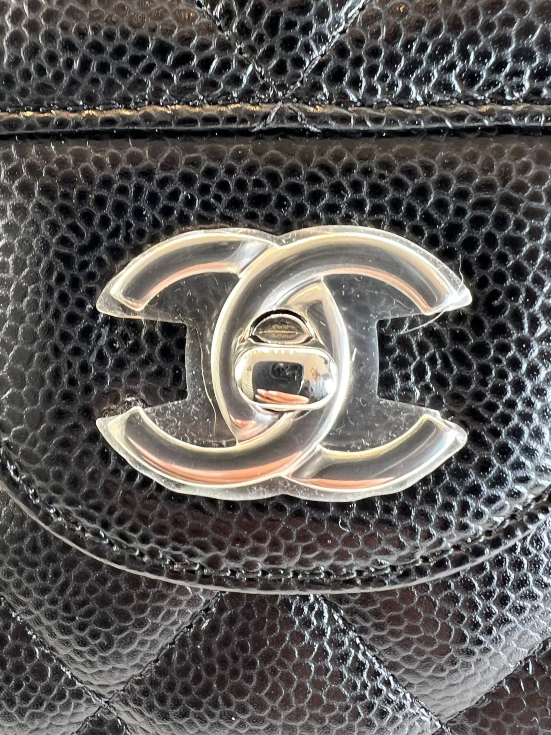 Chanel Black Caviar Leather Jumbo Double Flap
