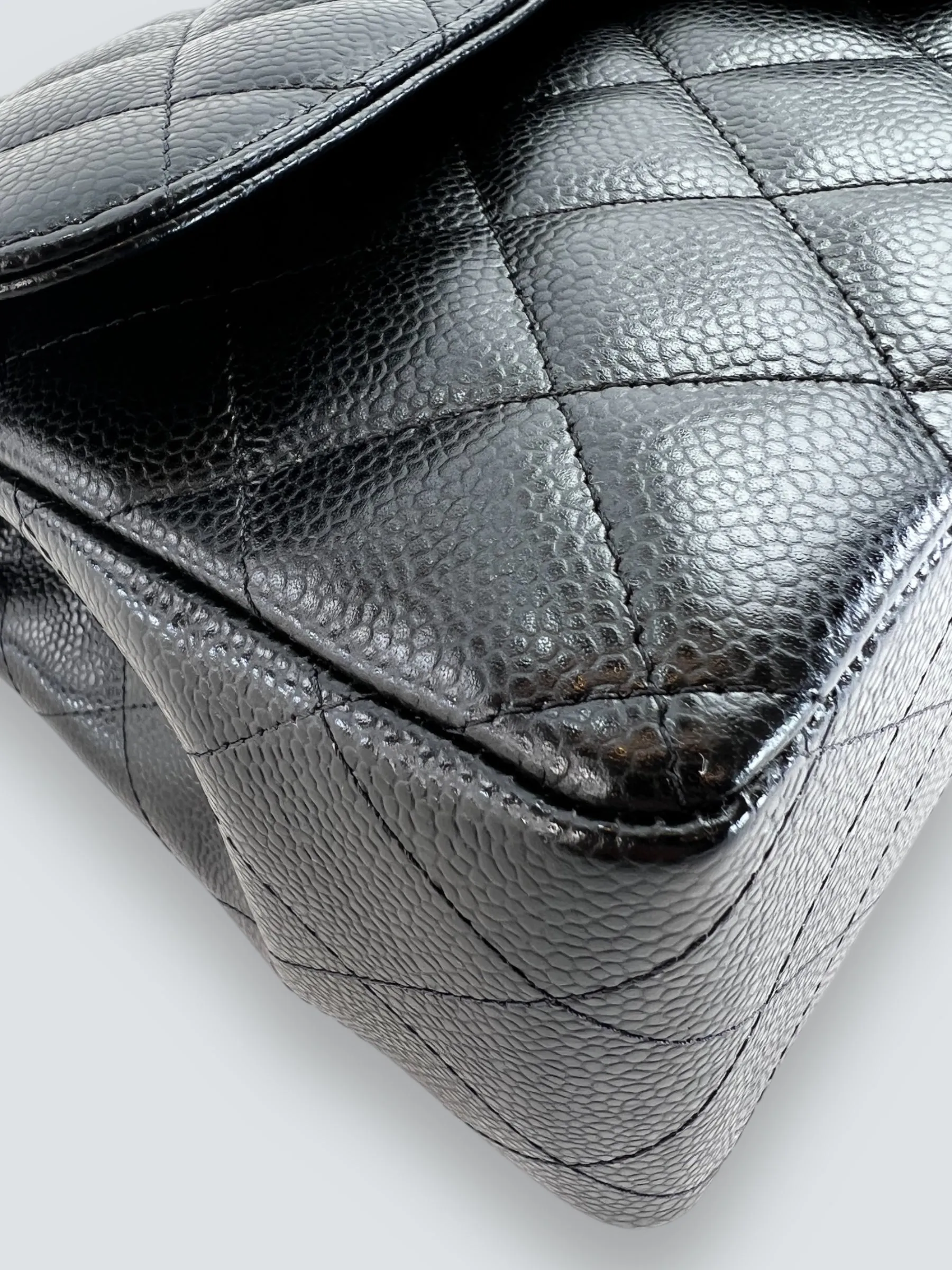 Chanel Black Caviar Leather Jumbo Double Flap