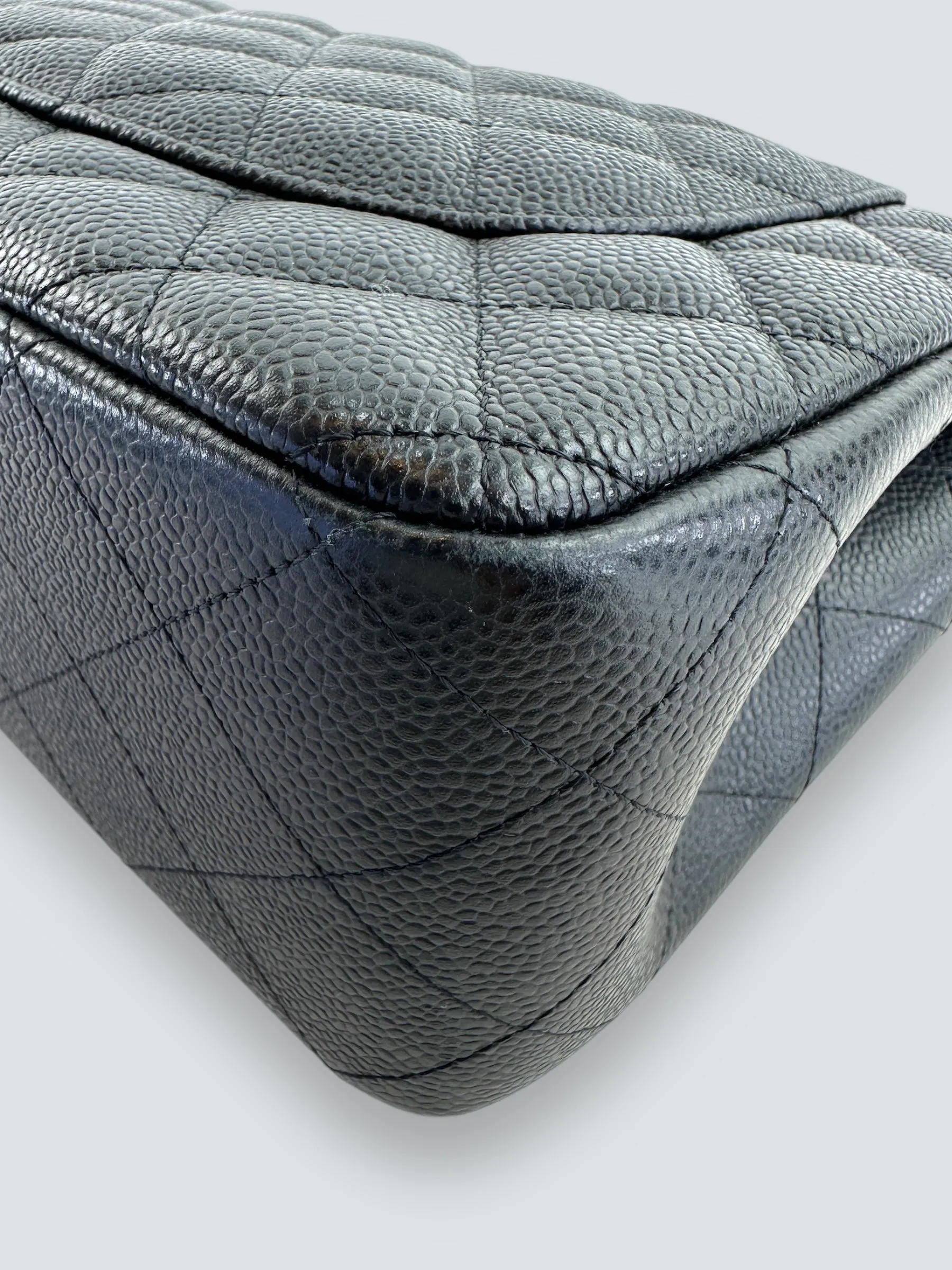 Chanel Black Caviar Leather Jumbo Double Flap