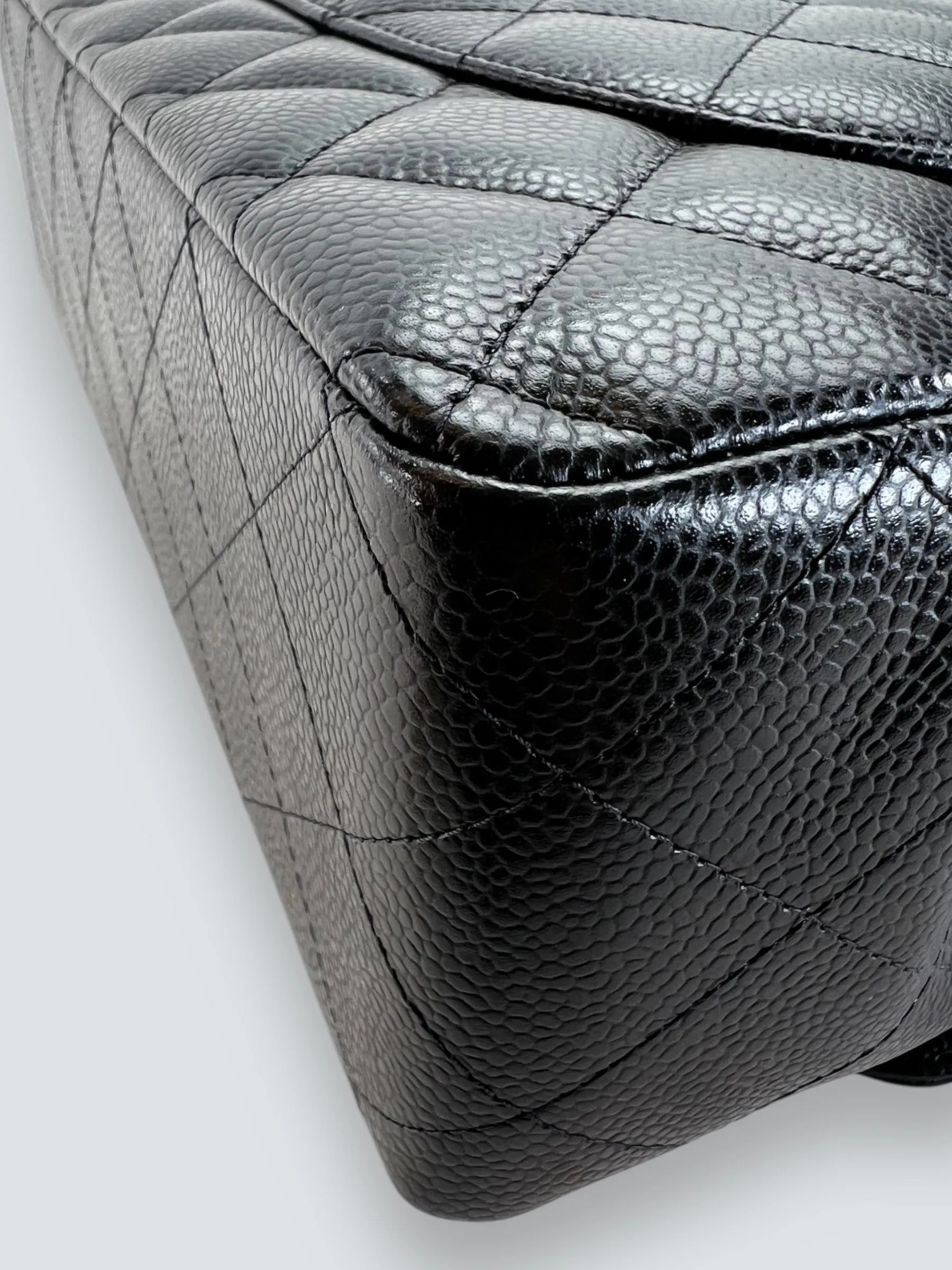 Chanel Black Caviar Leather Jumbo Double Flap