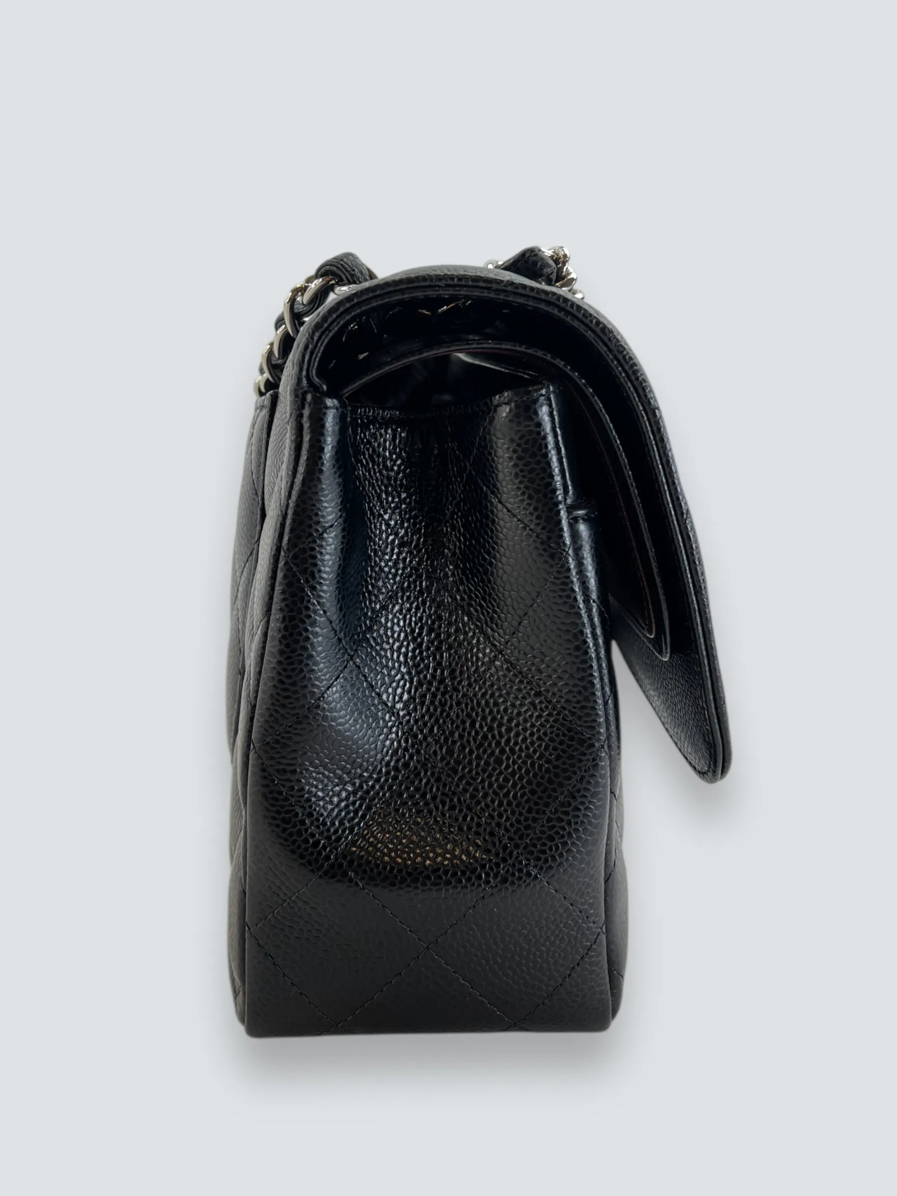 Chanel Black Caviar Leather Jumbo Double Flap