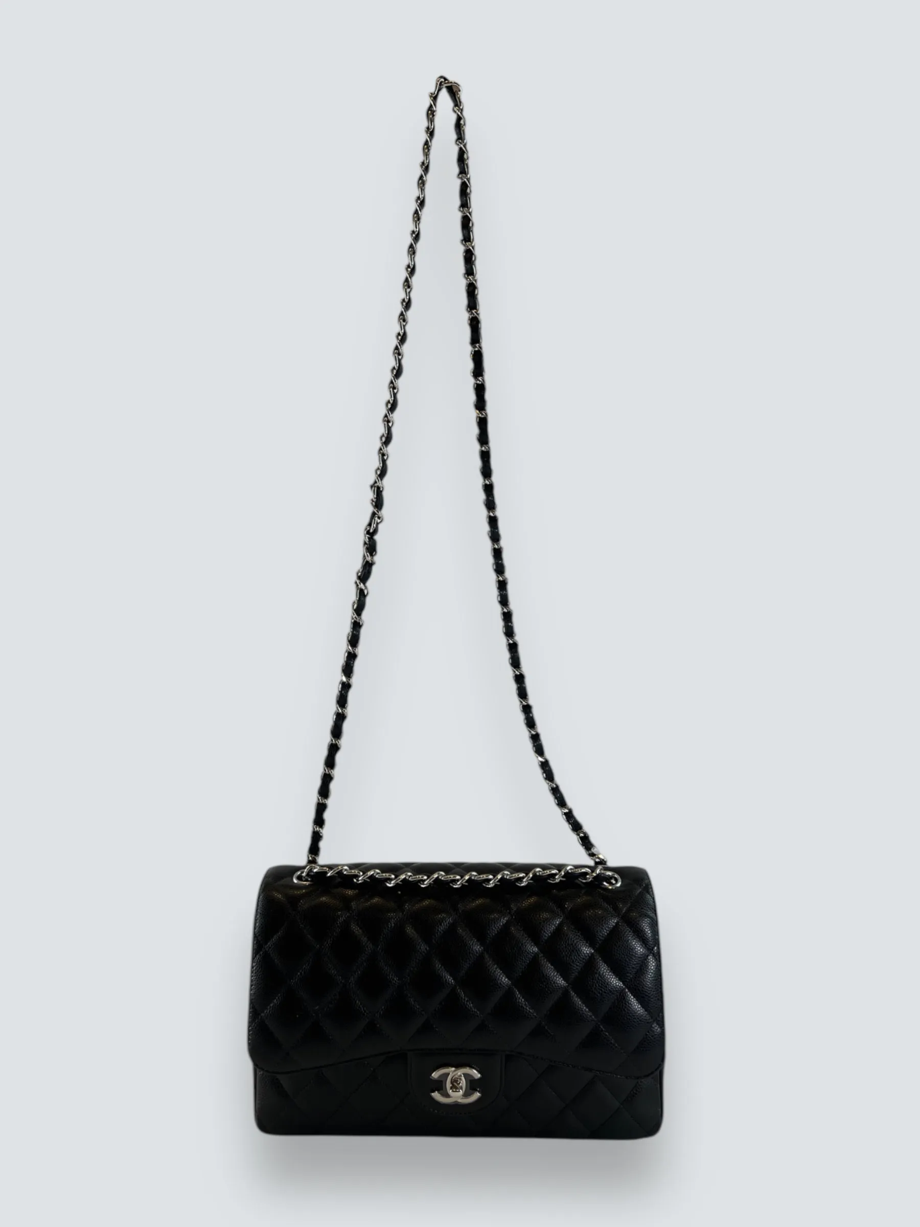 Chanel Black Caviar Leather Jumbo Double Flap