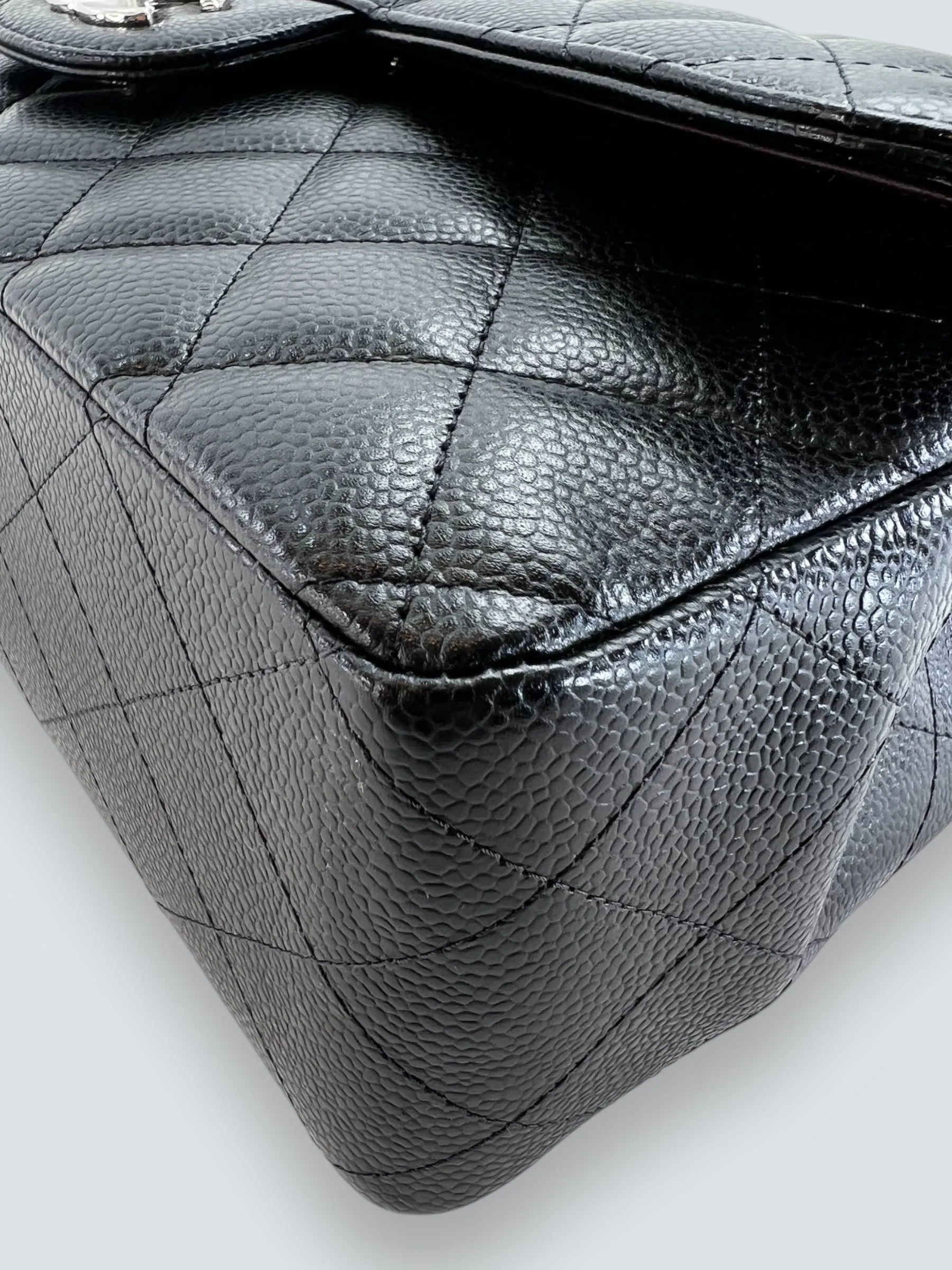 Chanel Black Caviar Leather Jumbo Double Flap