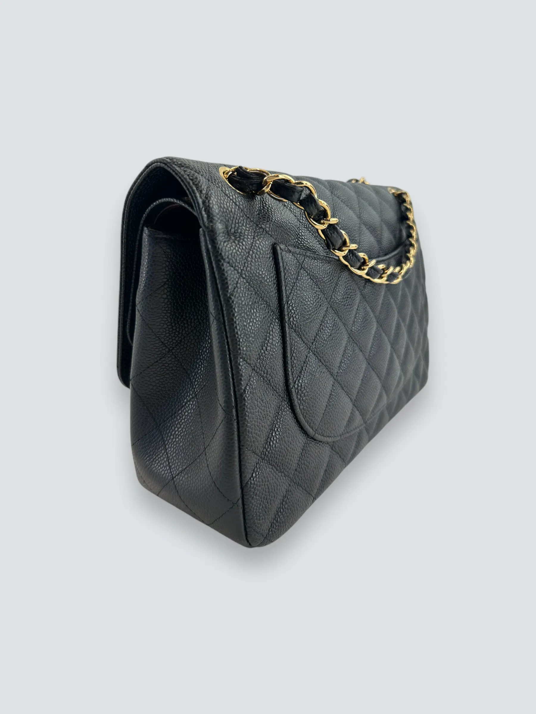 Chanel Black Caviar Leather Jumbo Double Flap