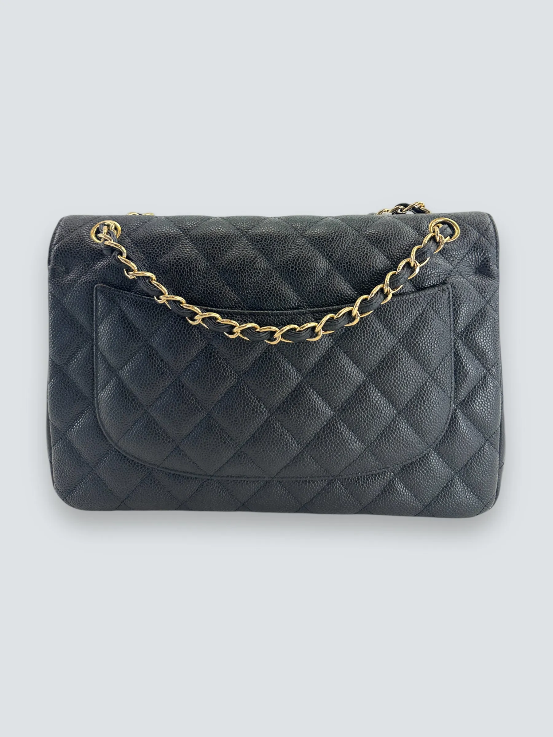 Chanel Black Caviar Leather Jumbo Double Flap
