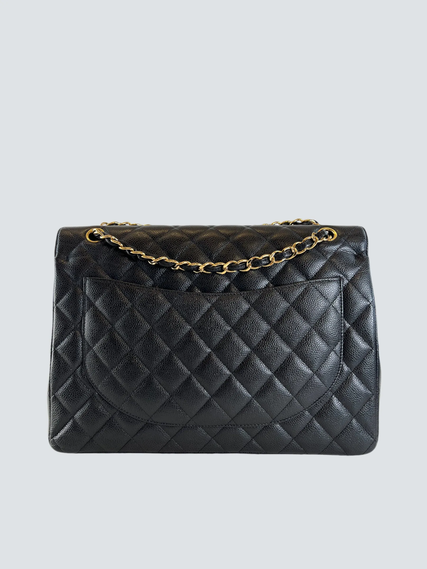 Chanel Black Caviar Leather Maxi Double Flap