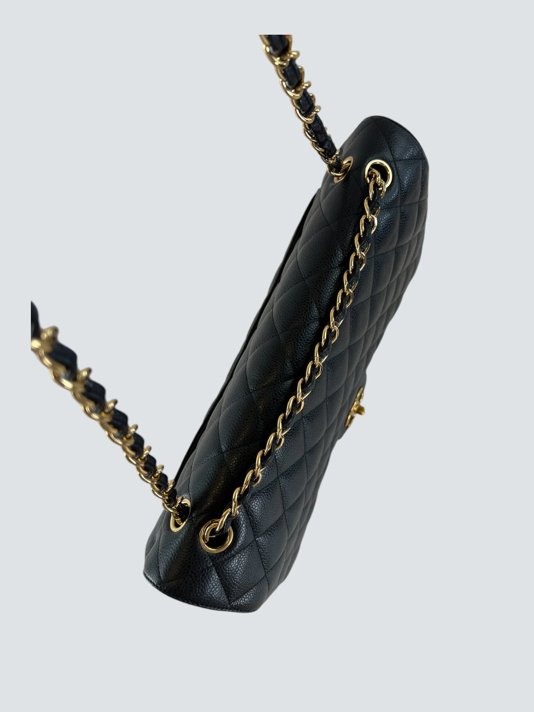 Chanel Black Caviar Leather Maxi Double Flap