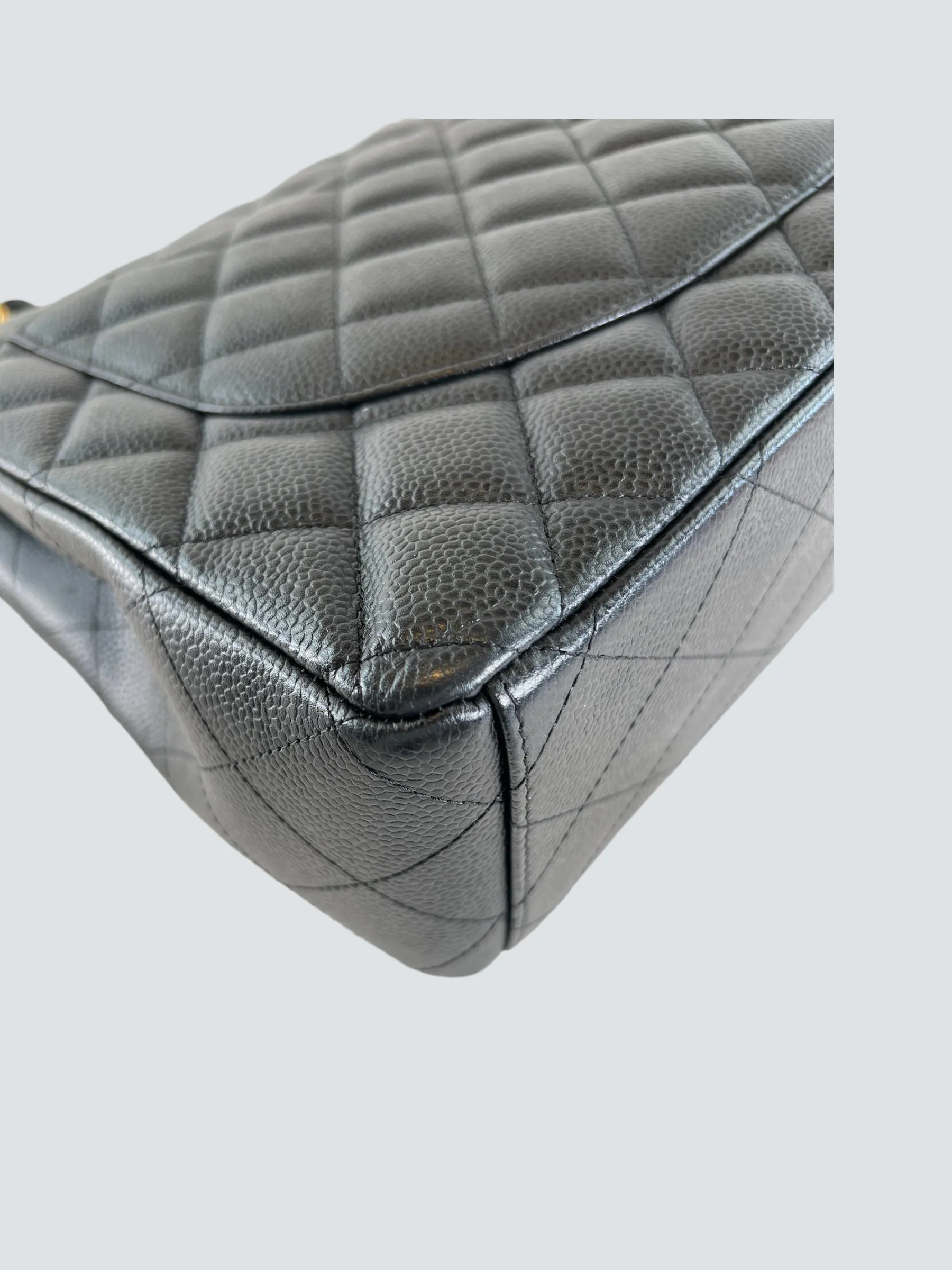 Chanel Black Caviar Leather Maxi Double Flap