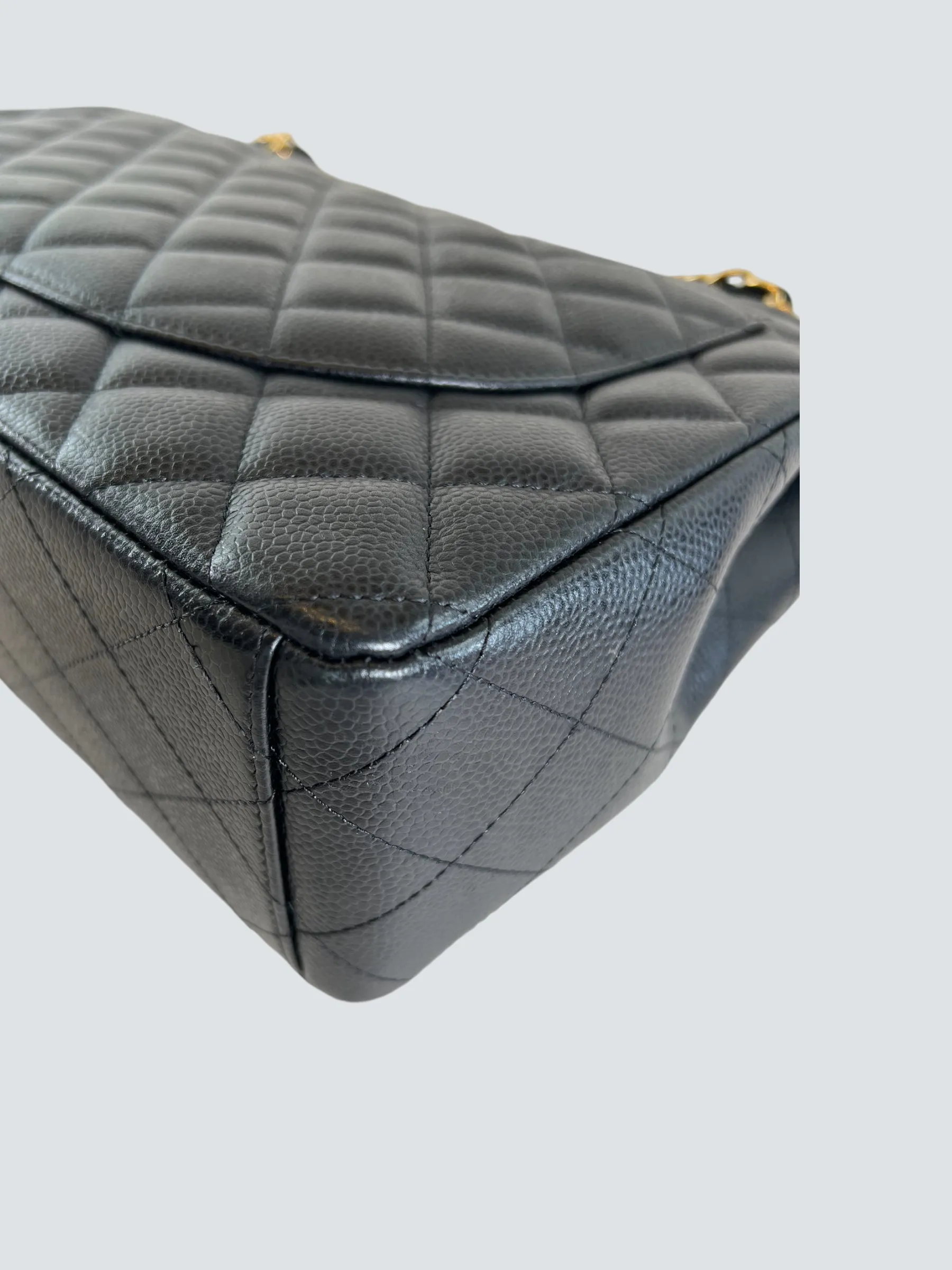 Chanel Black Caviar Leather Maxi Double Flap